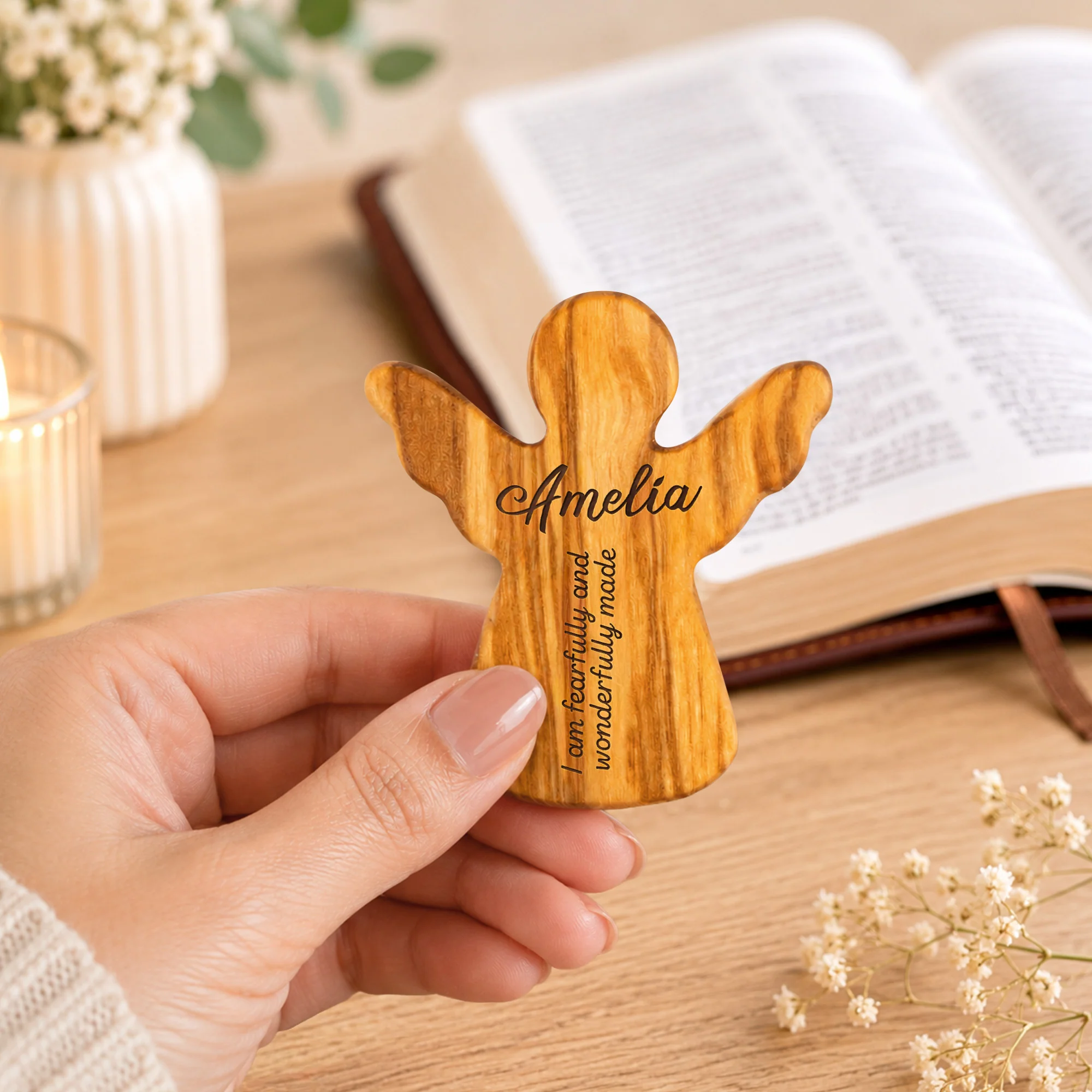 Affirmations With Message Christian Gifts For Her, Daughter, Wife, Sister - Personalized Pocket Cross - Image 6