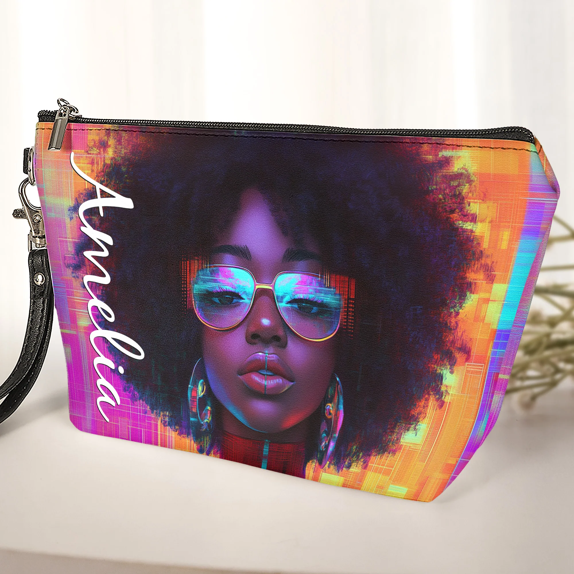 Afrofuturism - Africans American Women - Custom Name - Personalized Cosmetic Bag - Image 2