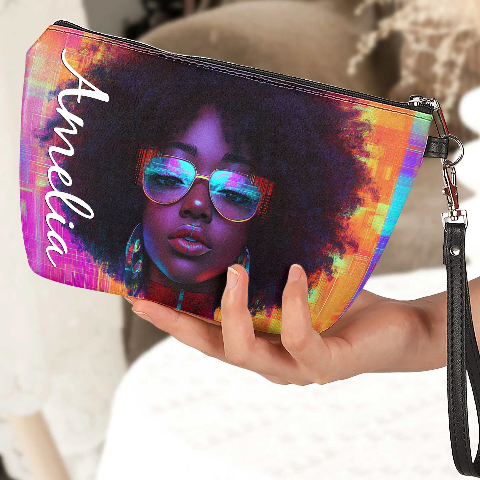 Afrofuturism - Africans American Women - Custom Name - Personalized Cosmetic Bag - Image 3