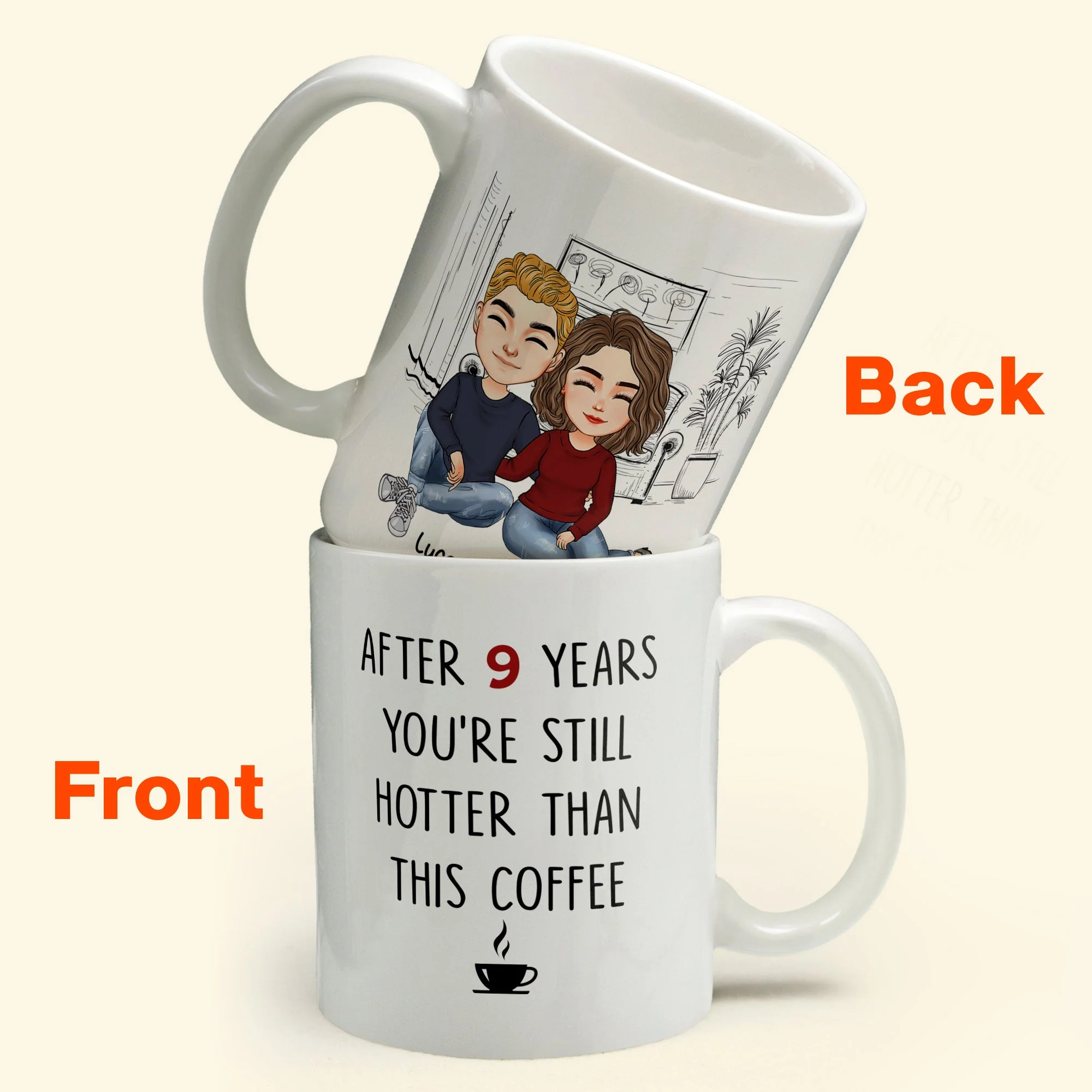 After 9 Years, You're Still Hotter Than This Coffee Couple - Personalized Mug - Image 3
