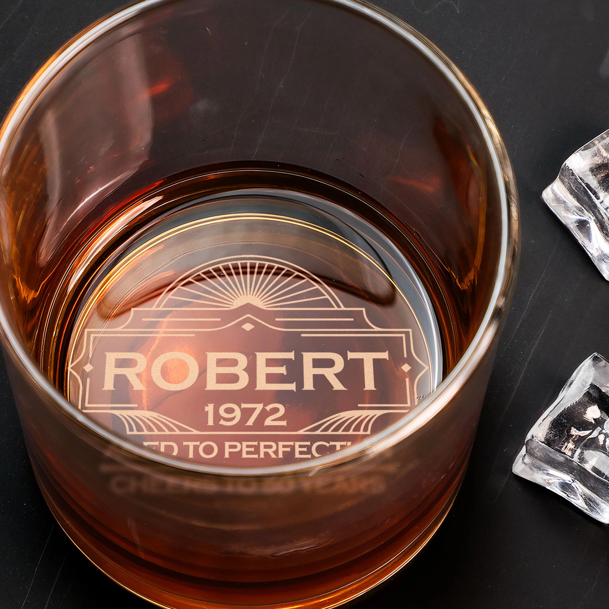 Aged To Perfection - Personalized Engraved Whiskey Glass - Image 3