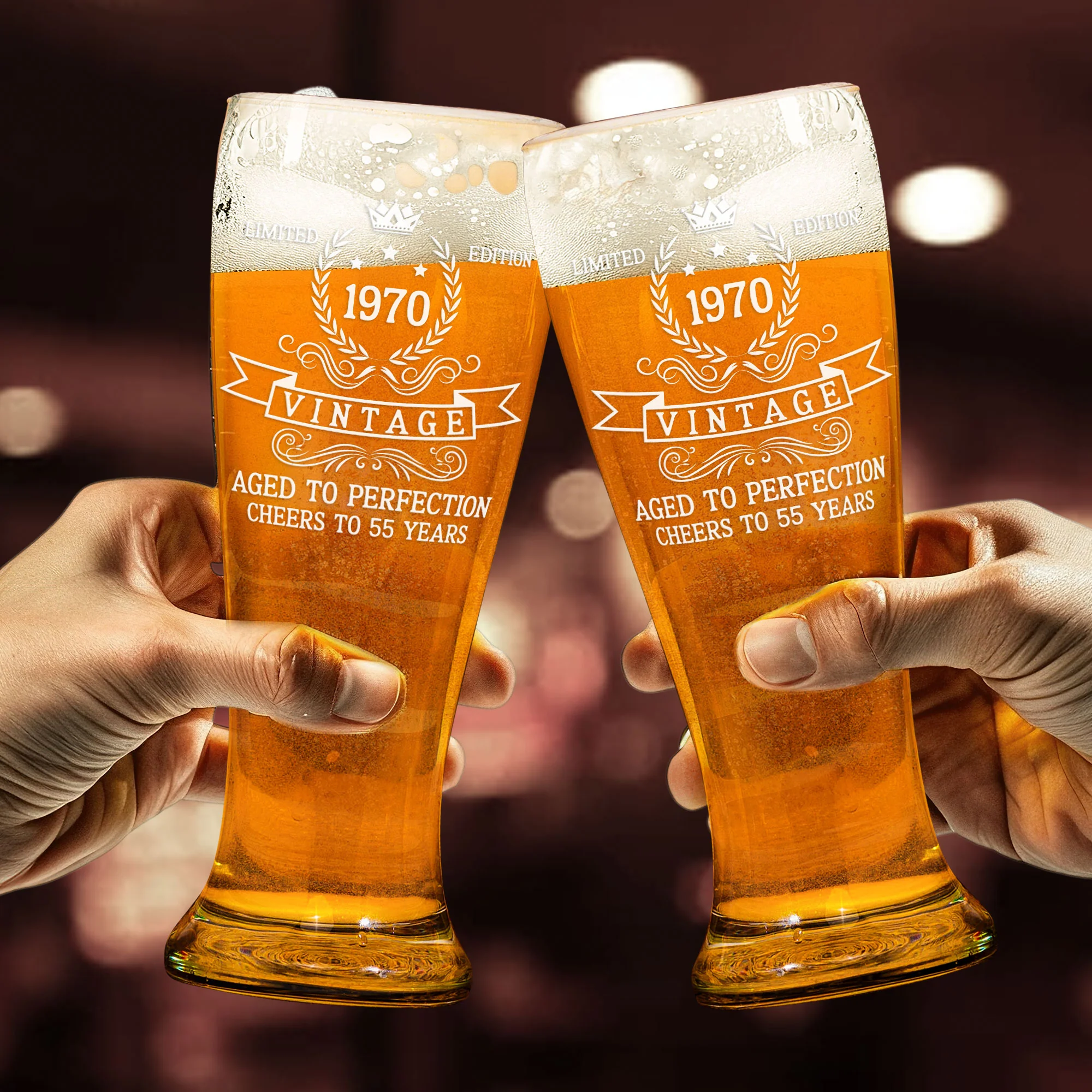 Aged To Perfection - Personalized Pilsner Glass - Image 3