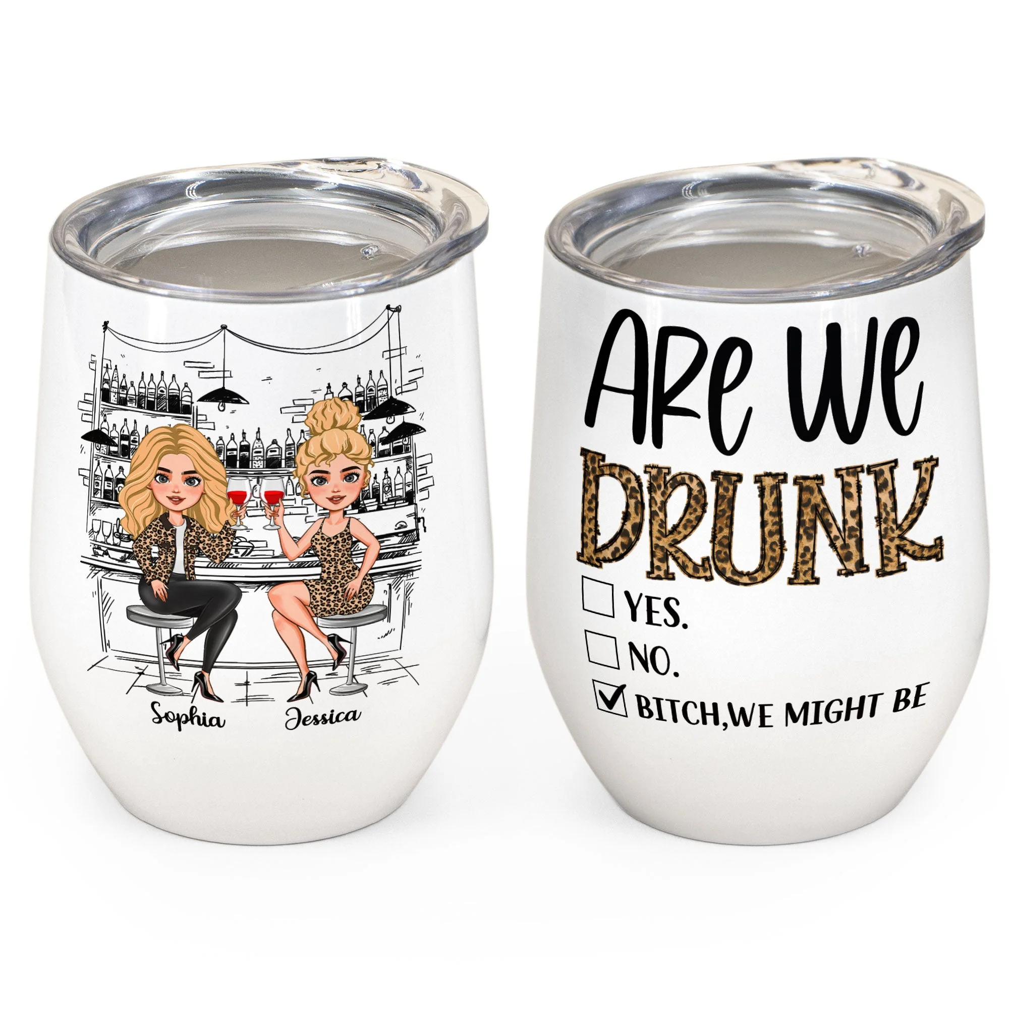 Alcohol Tolerating, Bonding Over, Keeping Each Other Sane - Personalized Wine Tumbler - Birthday Gift For Besties, Soul Sisters, Sistas, BFF, Friends - Drinking Friends - Image 3