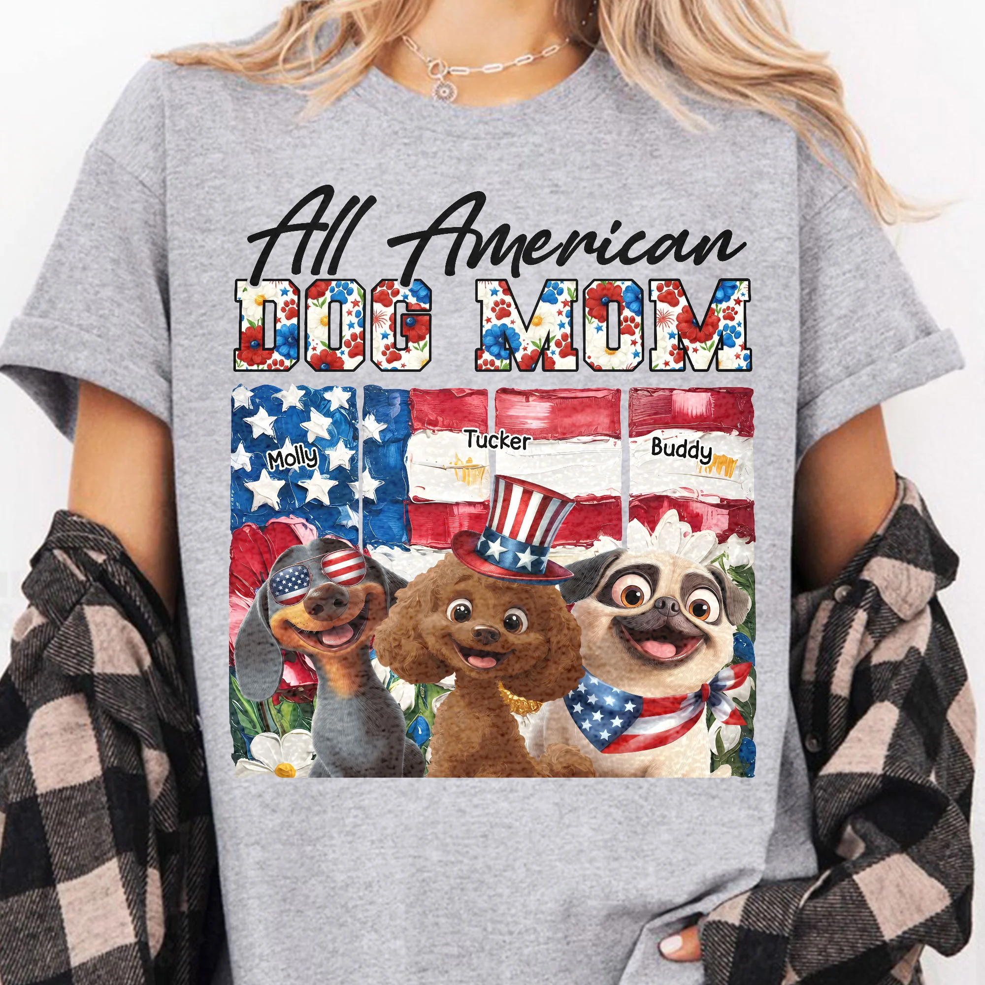 All American Dog Mom- Personalized Shirt - Image 2