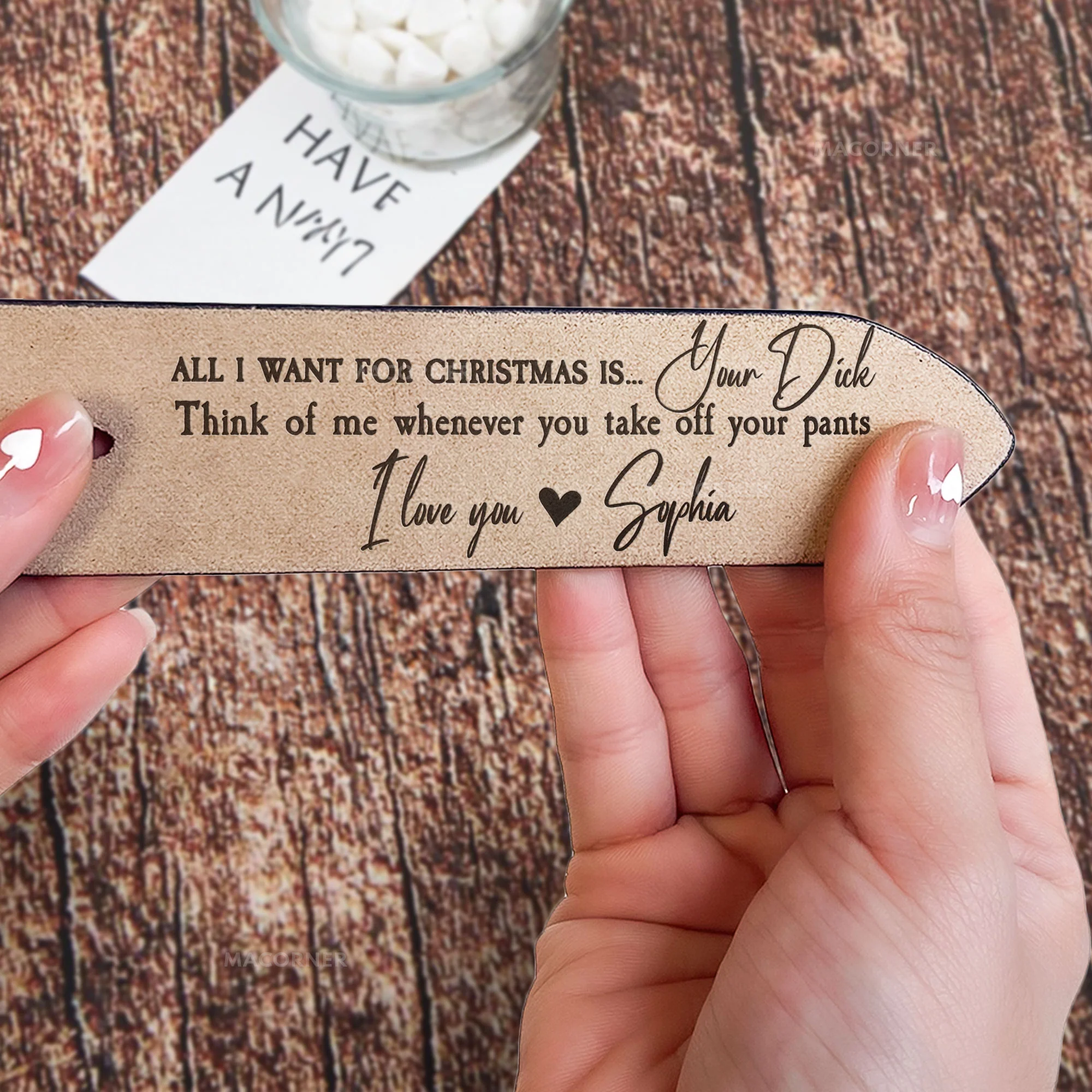 All I Want For Christmas Is - Personalized Engraved Leather Belt - Image 6