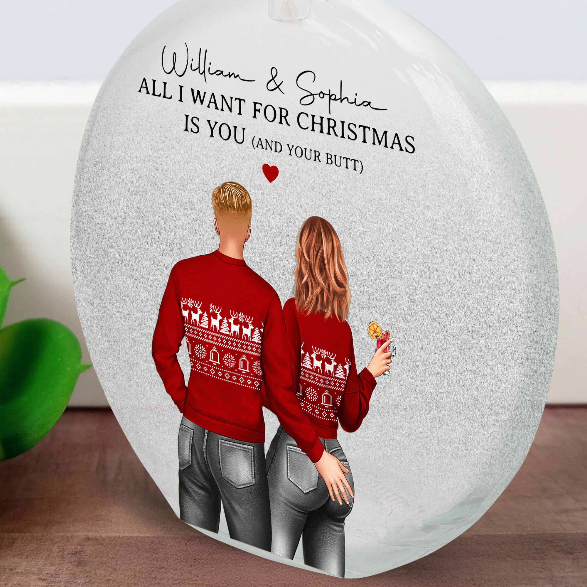 All I Want For Christmas Is You And Your B#tt - Personalized Round Flat Bottle Light - Image 3