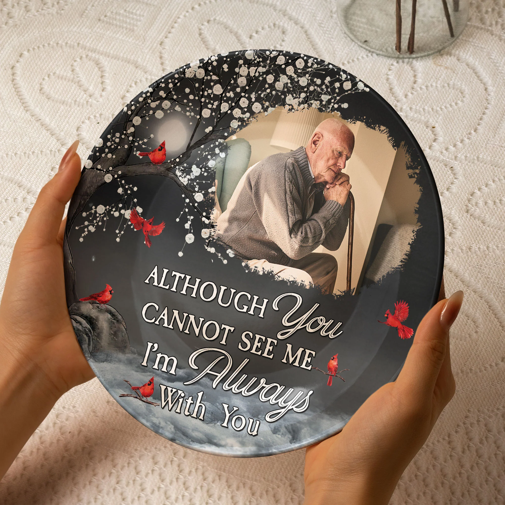 Although You Cannot See Me I’m Always With You - Personalized Ceramic Photo Plate - Image 5
