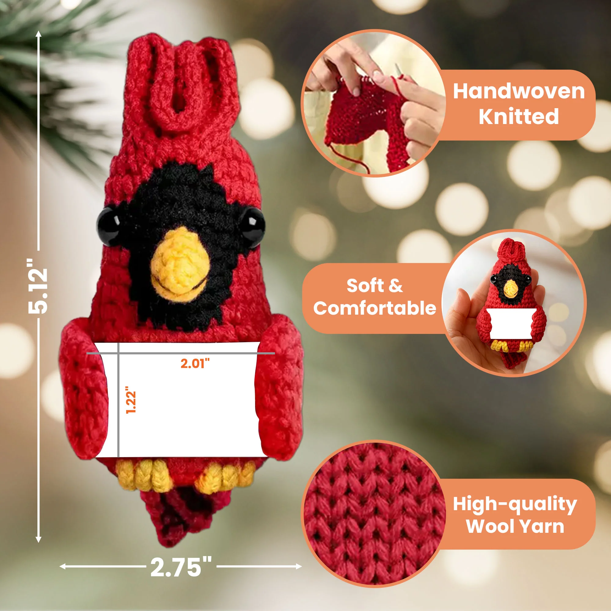 Although You Cannot See Me I'm Always With You - Personalized Crochet Cardinal Photo Ornament - Image 6