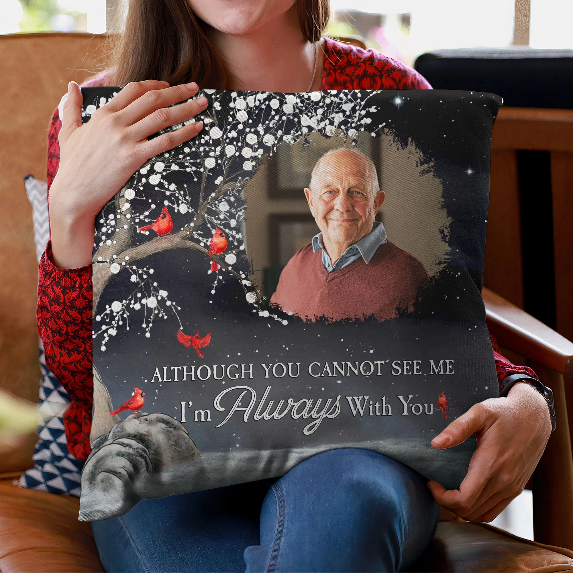 Although You Cannot See Me I'm Always With You - Personalized Photo Pillow - Image 5