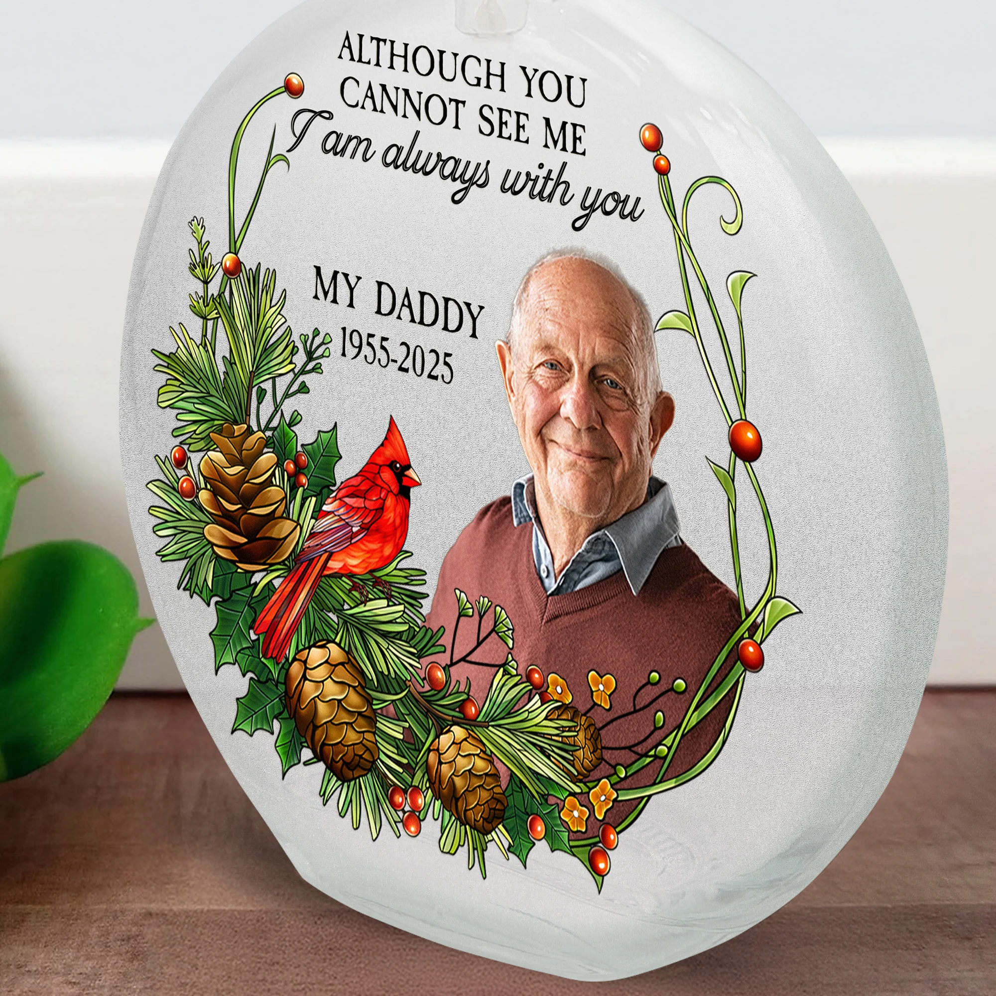 Although You Cannot See Me I'm Always With You - Personalized Photo Round Flat Bottle Light - Image 2