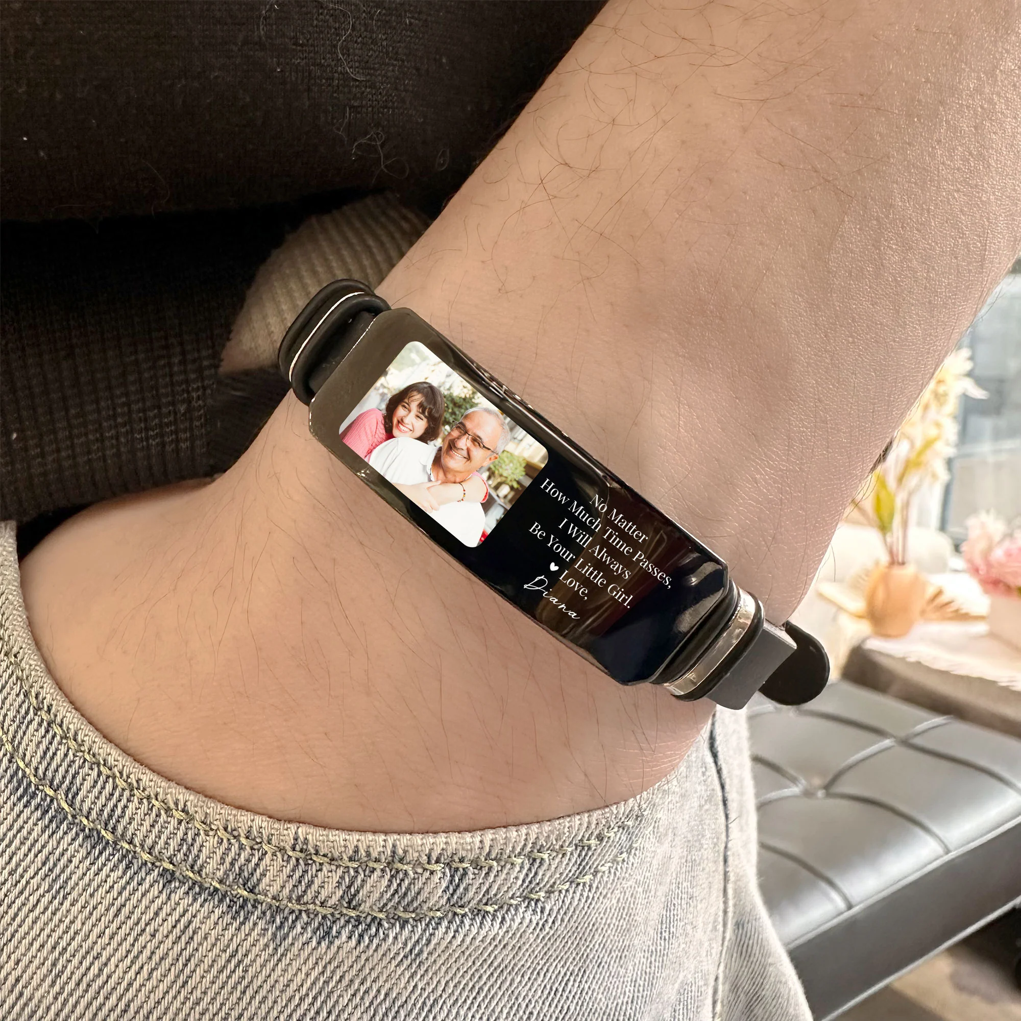 Always Be Your Little Girl Gift From Daughter - Personalized Photo Bracelet - Image 4