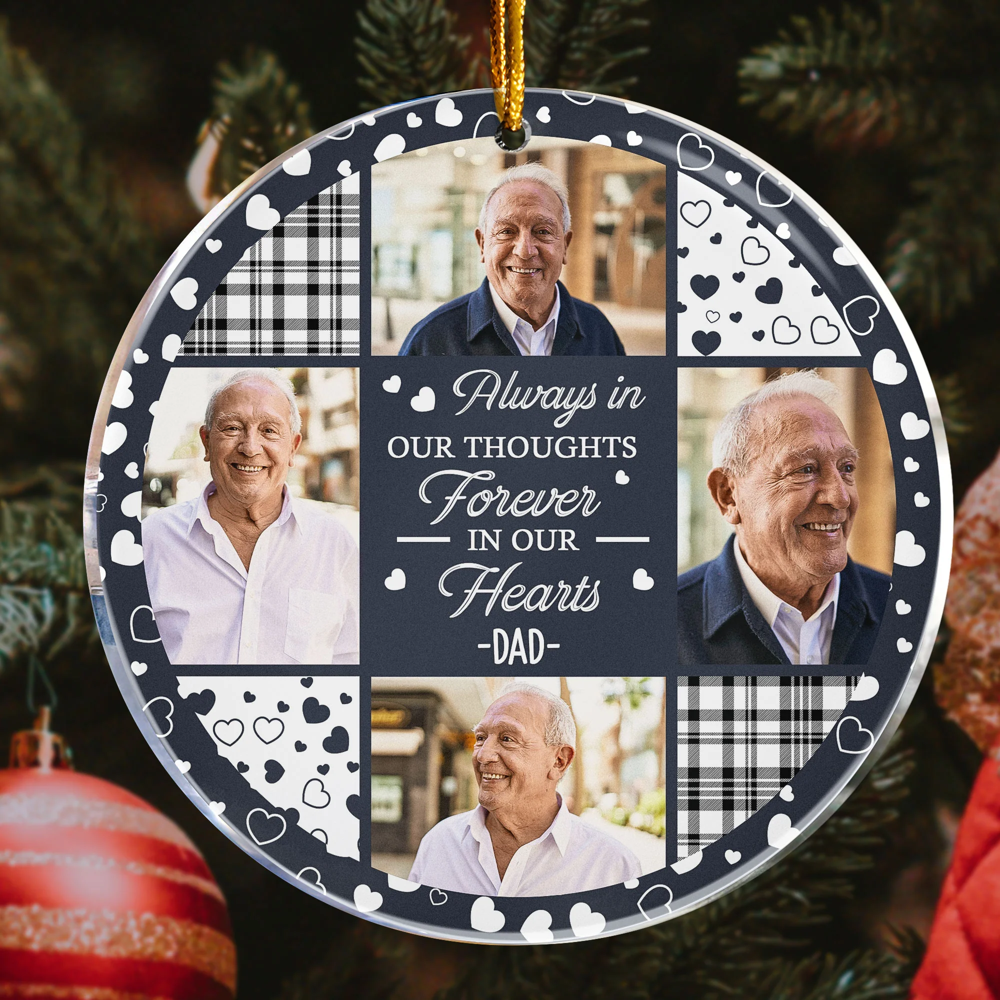Always In Our Thoughts Forever In Our Hearts - Personalized Acrylic Photo Ornament - Image 4