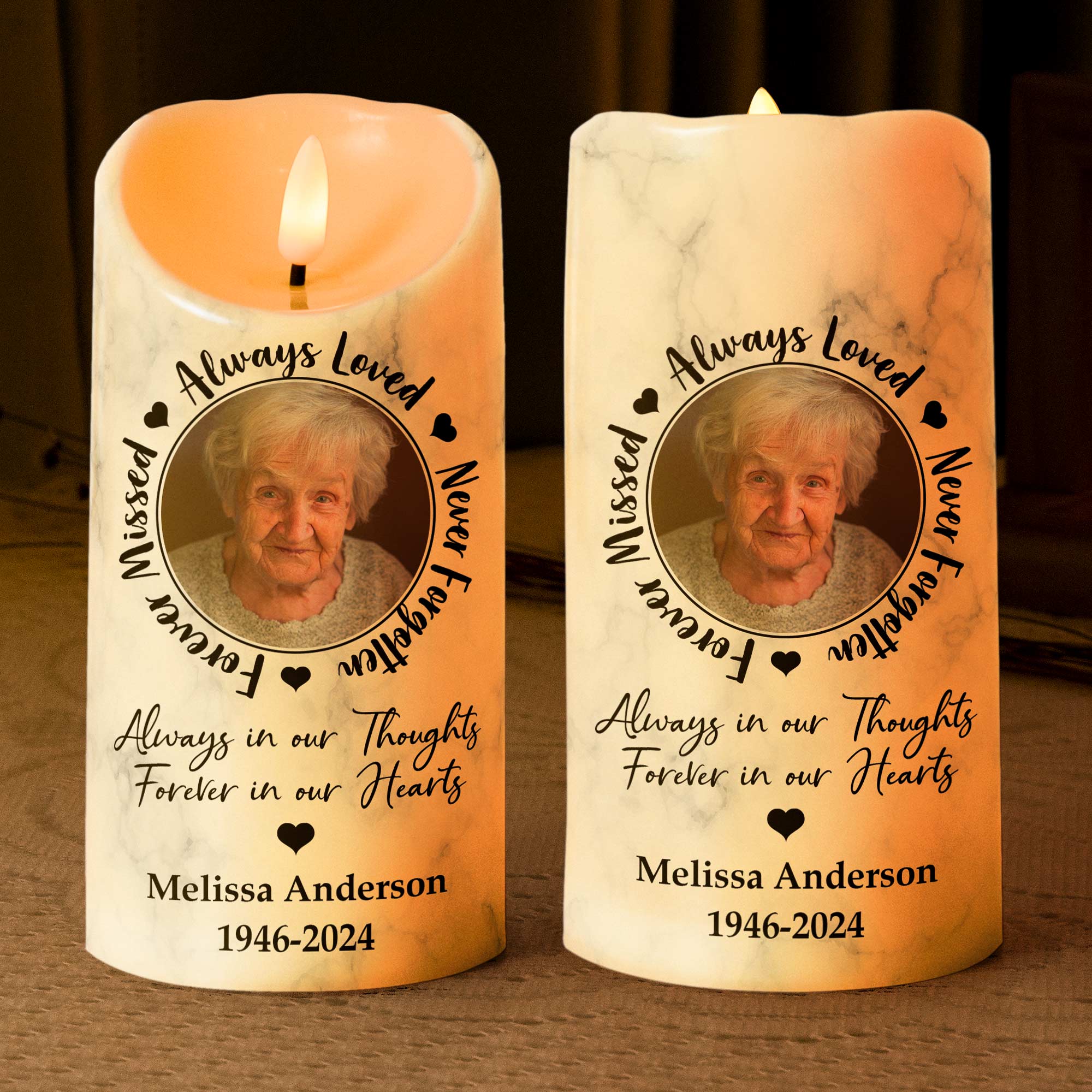 Always Loved, Never Forgotten, Forever Missed - Personalized Photo LED Candle - Image 4
