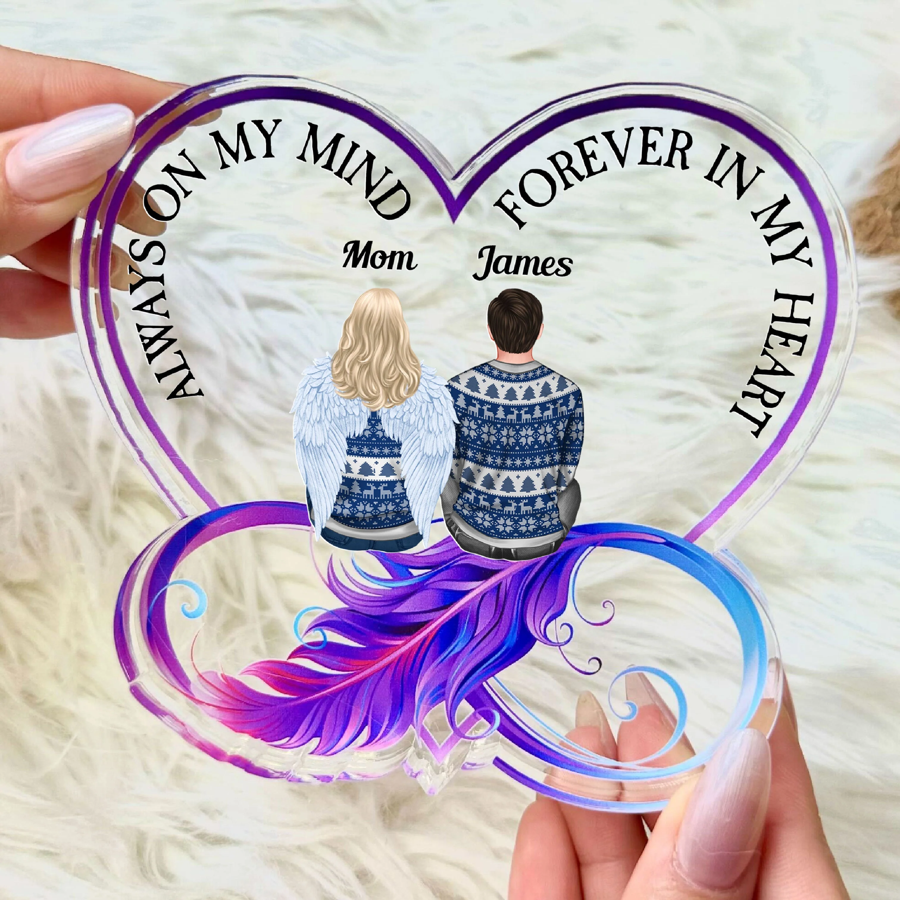 Always On My Mind Memorial - Personalized Infinity Shaped Acrylic Plaque - Image 3