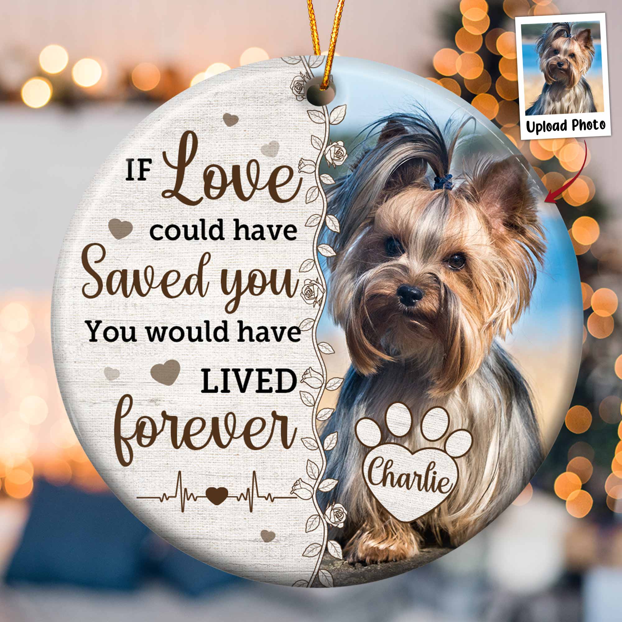 Always On Our Minds Forever In Our Hearts - Personalized Ceramic Photo Ornament - Image 2