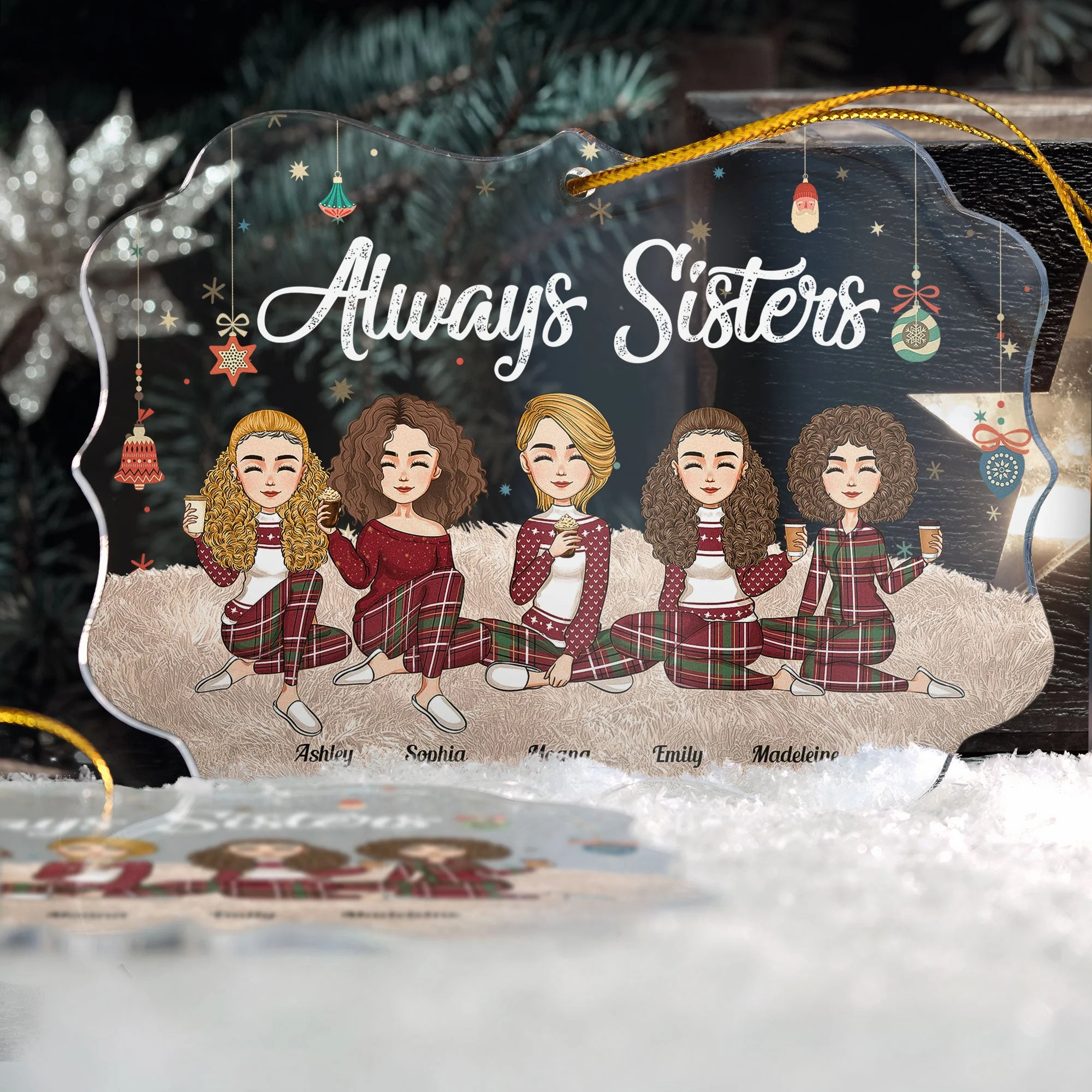 Always Sisters - New Version - Personalized Acrylic Ornament - Image 2