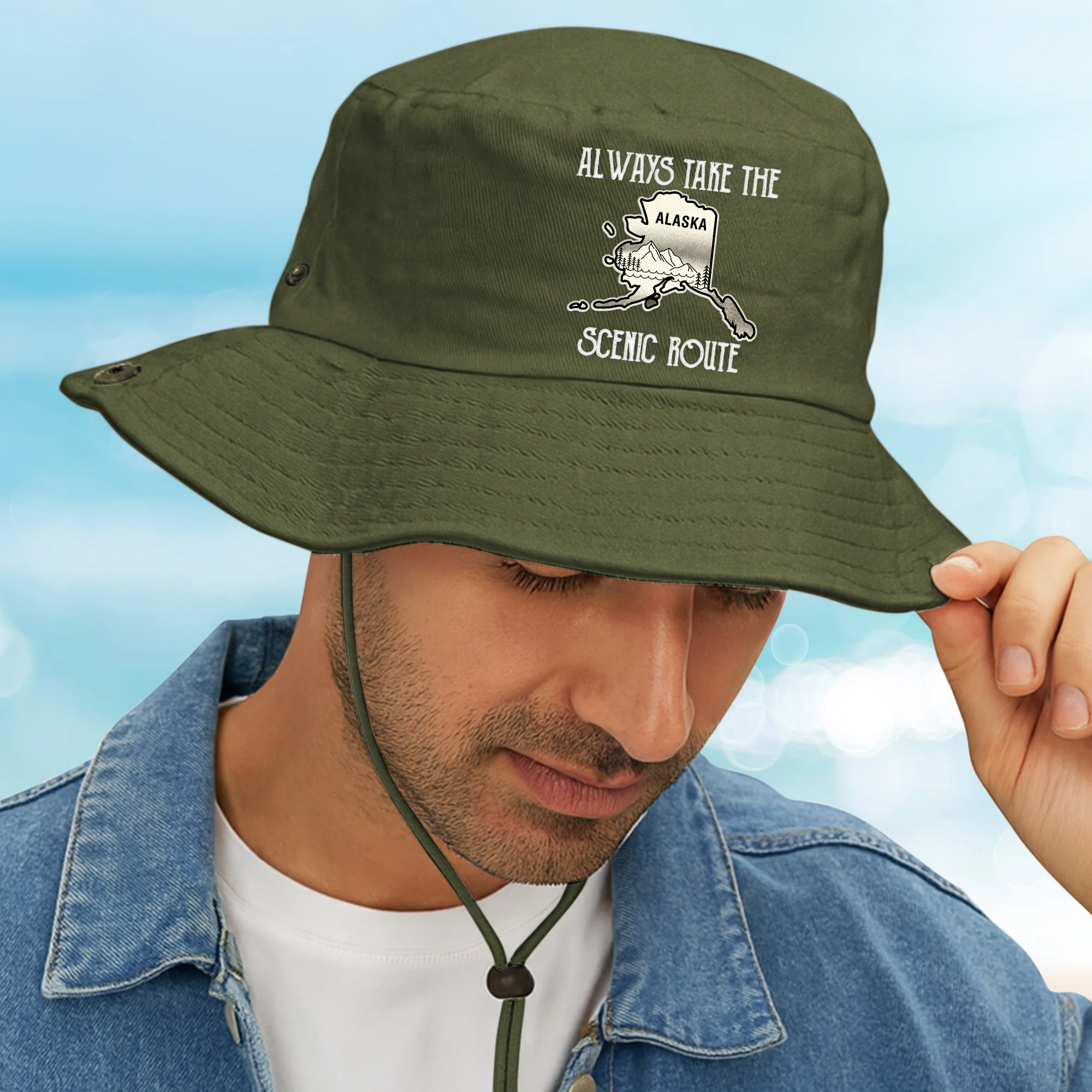 Always Take The Scenic Route States Map - Personalized Bucket Hat - Image 2