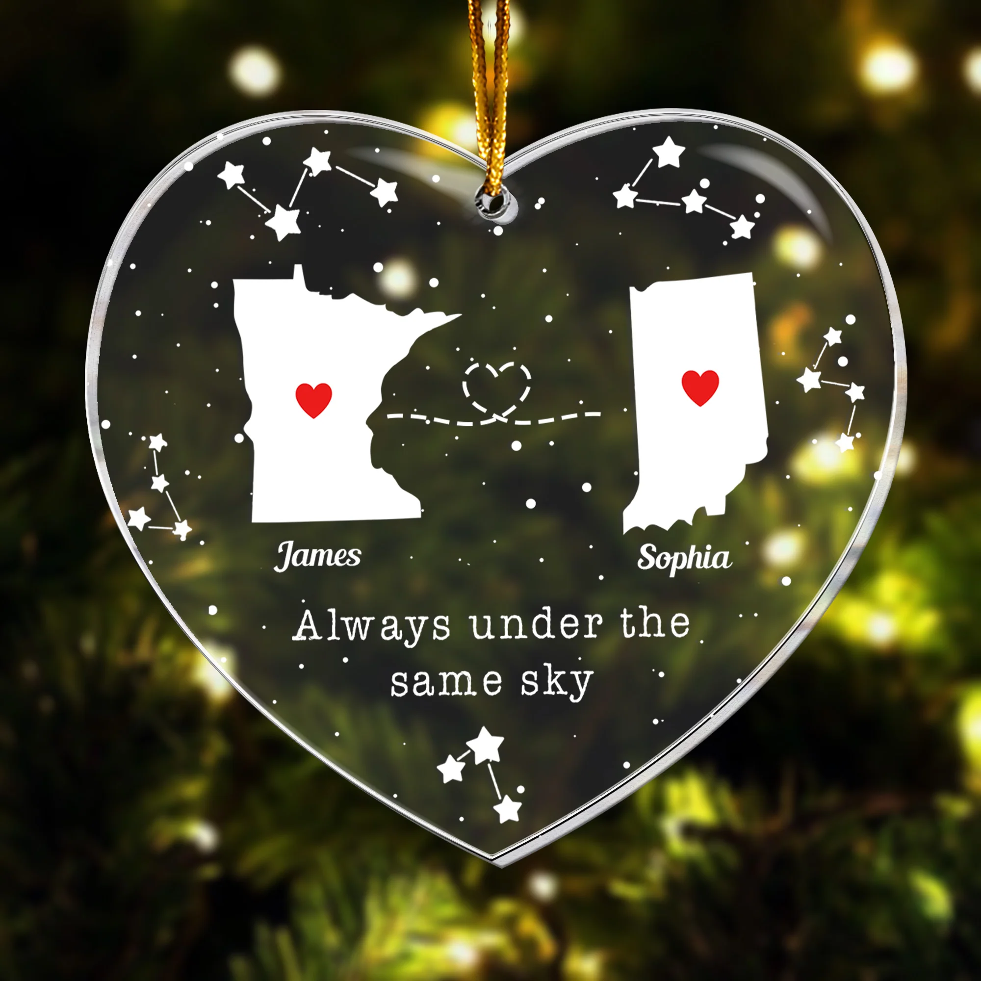 Always Under The Same Sky Gift For Couple - Personalized Acrylic Ornament - Image 3