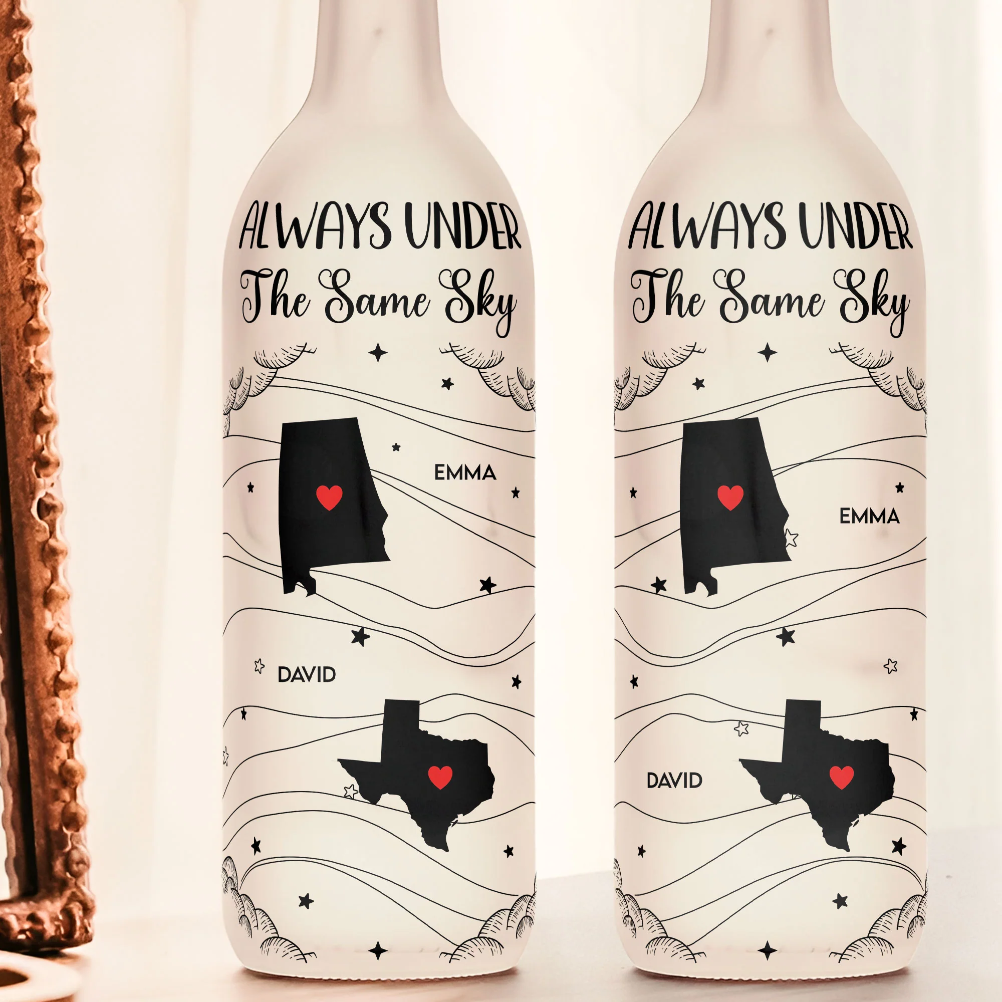 Always Under The Same Sky Gift For Couple - Personalized Bottle Lamp - Image 2
