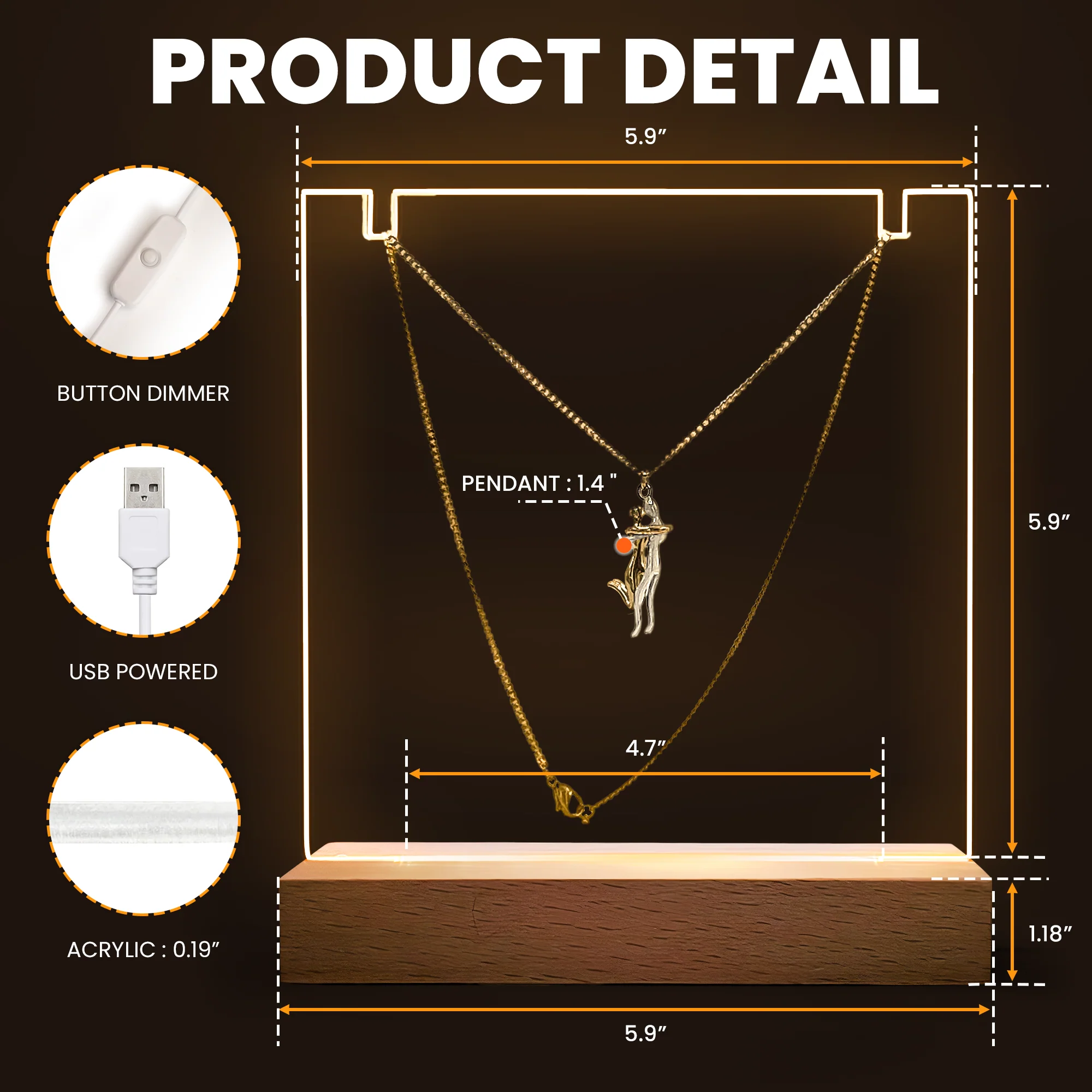 Always Under The Same Sky - Personalized LED Light Acrylic Plaque With Couple Necklace - Image 6