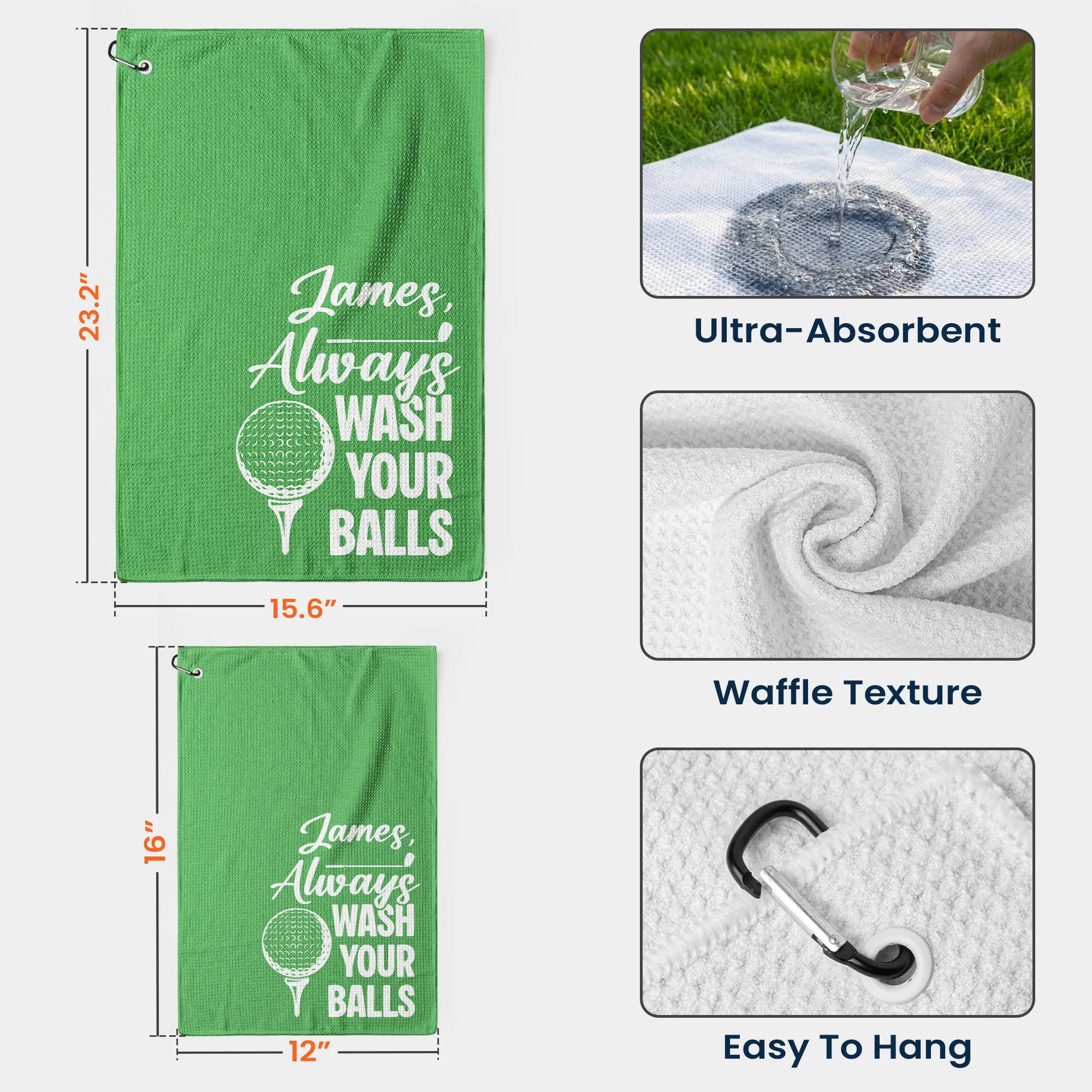 Always Wash Your Balls Don’t Lose Your Balls - Funny Gift For Golfers, Husband, Men - Personalized Golf Towel - Image 7