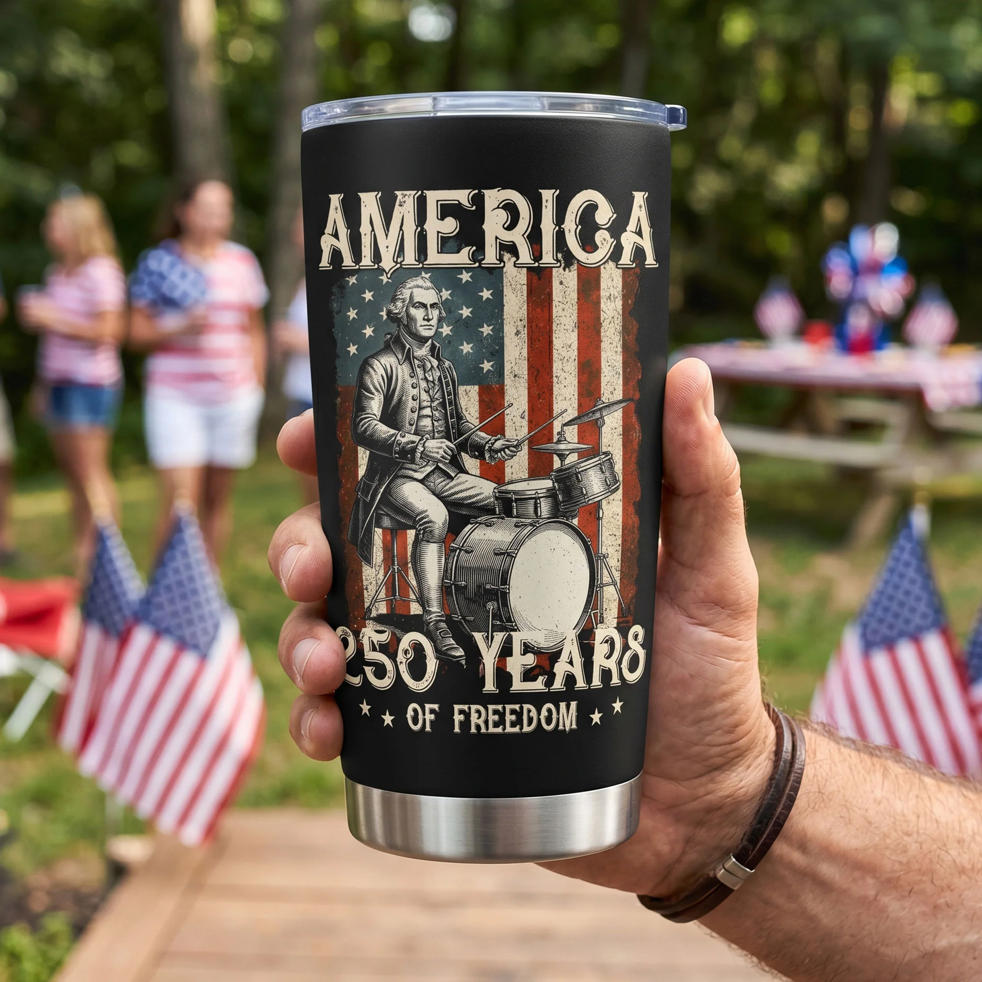 America 1776-2026 Presidents Playing Instruments - Personalized Tumbler - Image 2
