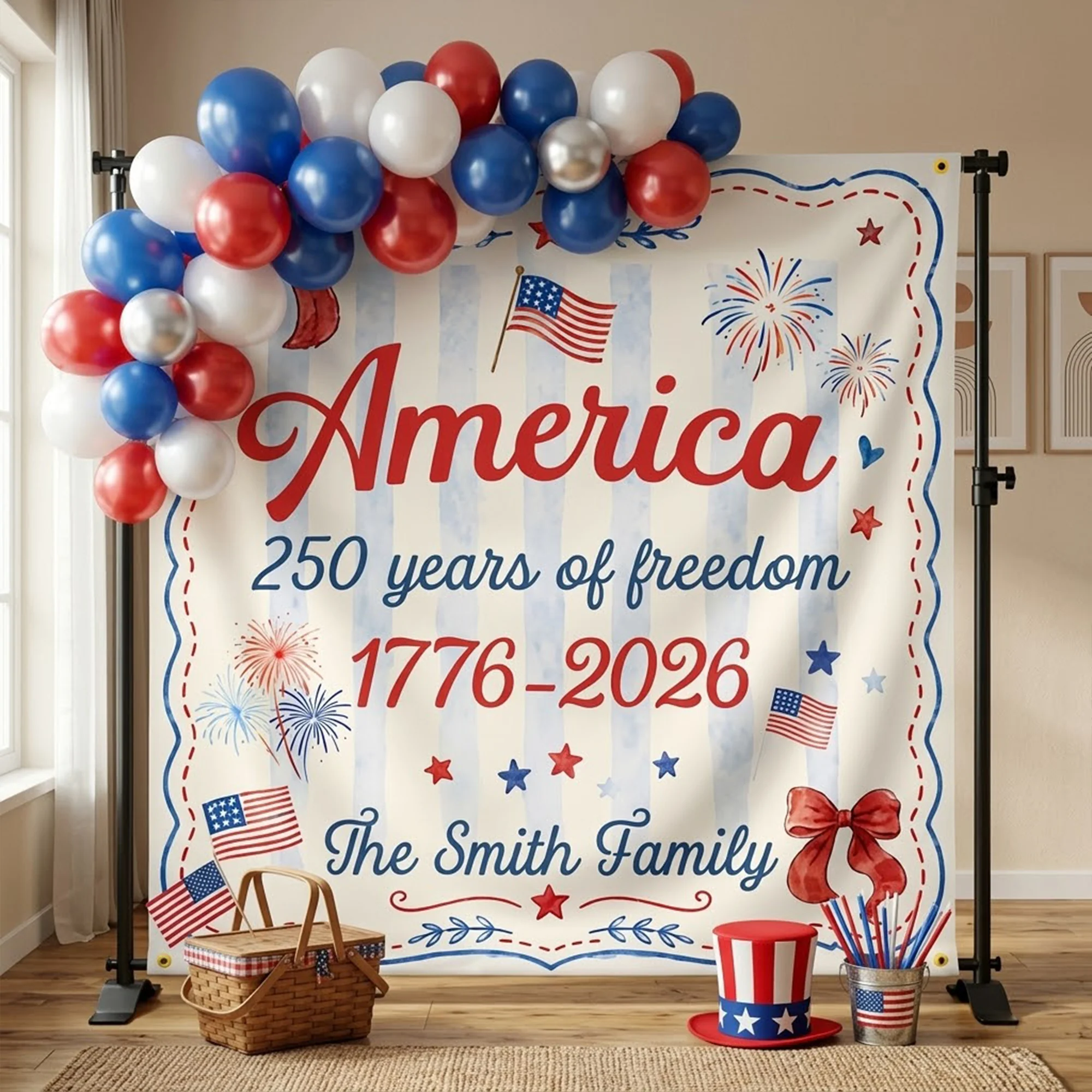 America 250 Years Of Freedom - Personalized Backdrop - Image 3