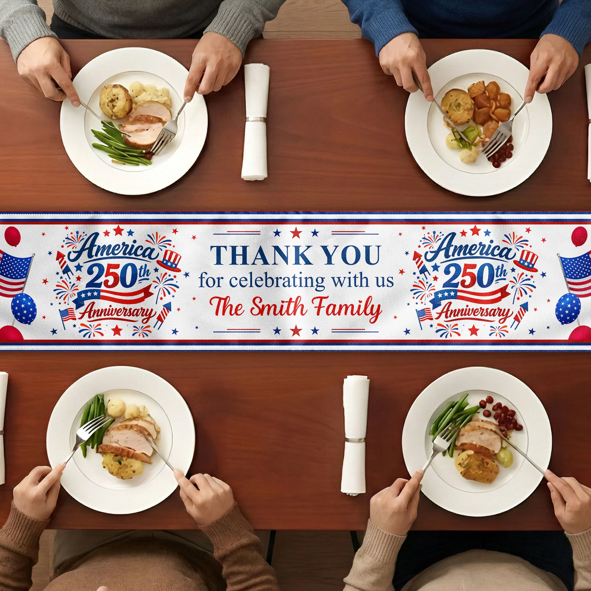 America 250th Anniversary Thank You For Celebrating With Us - Personalized Table Runner - Image 3