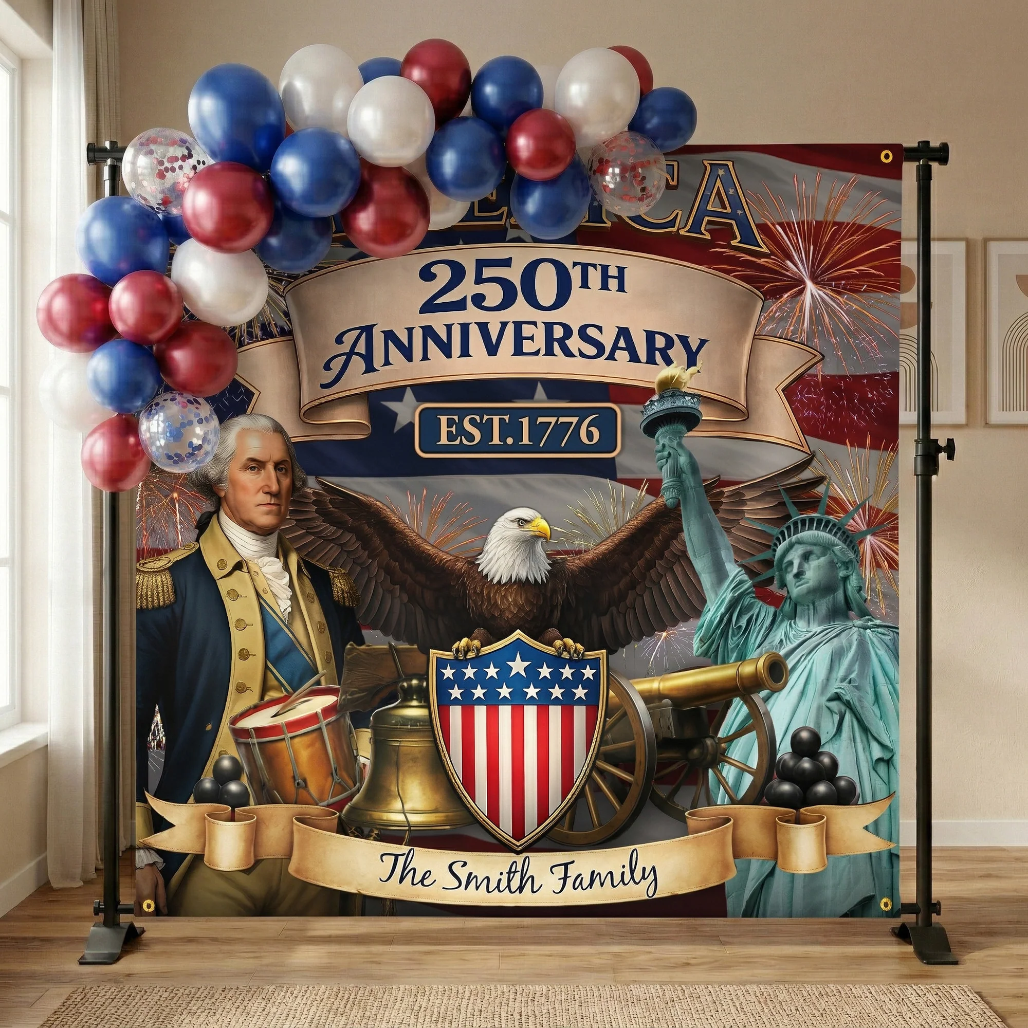America 250th Birthday Patriotic 2026 Decors - Personalized Backdrop - Image 2
