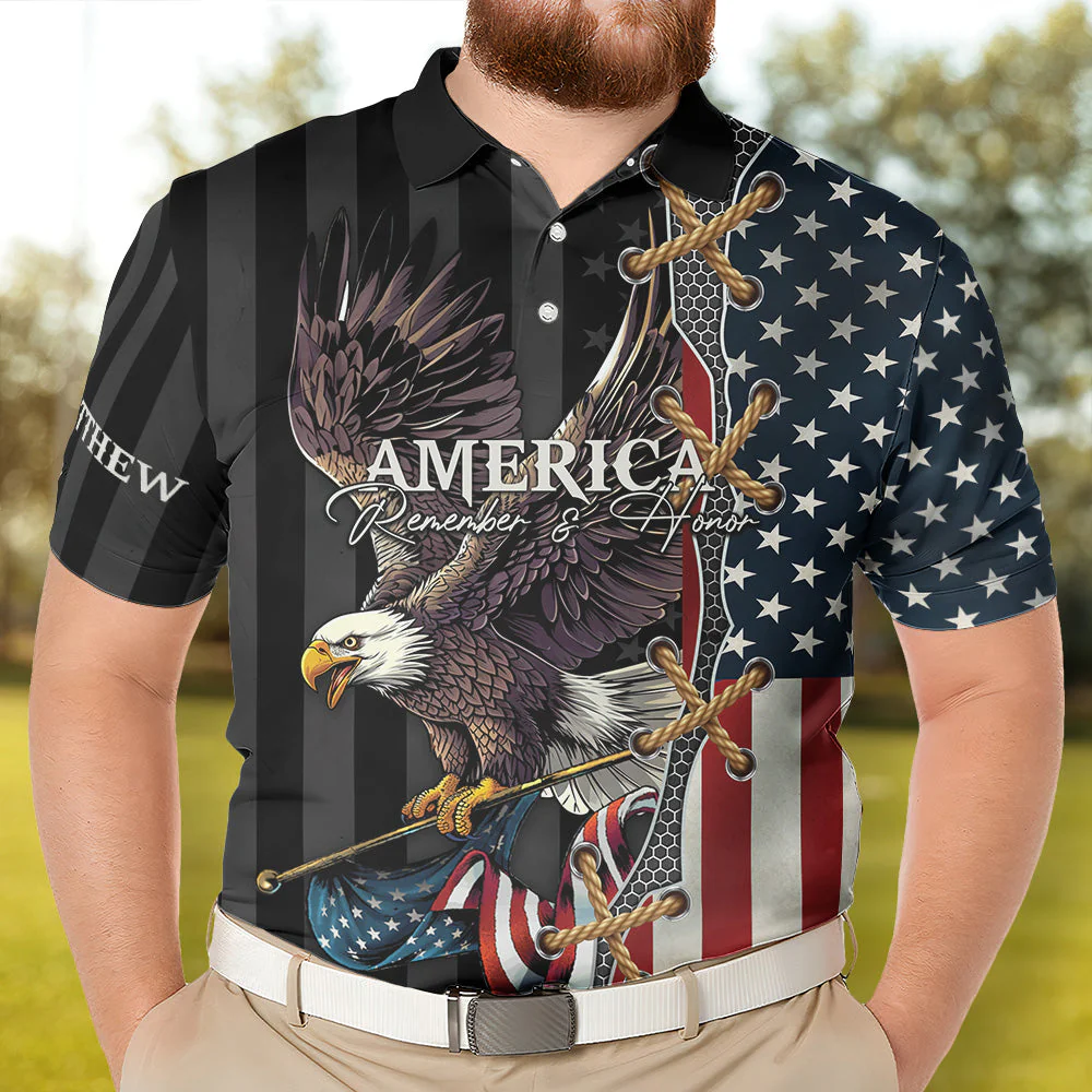 America Remember And Honor - Custom Polo Shirt - Image 2