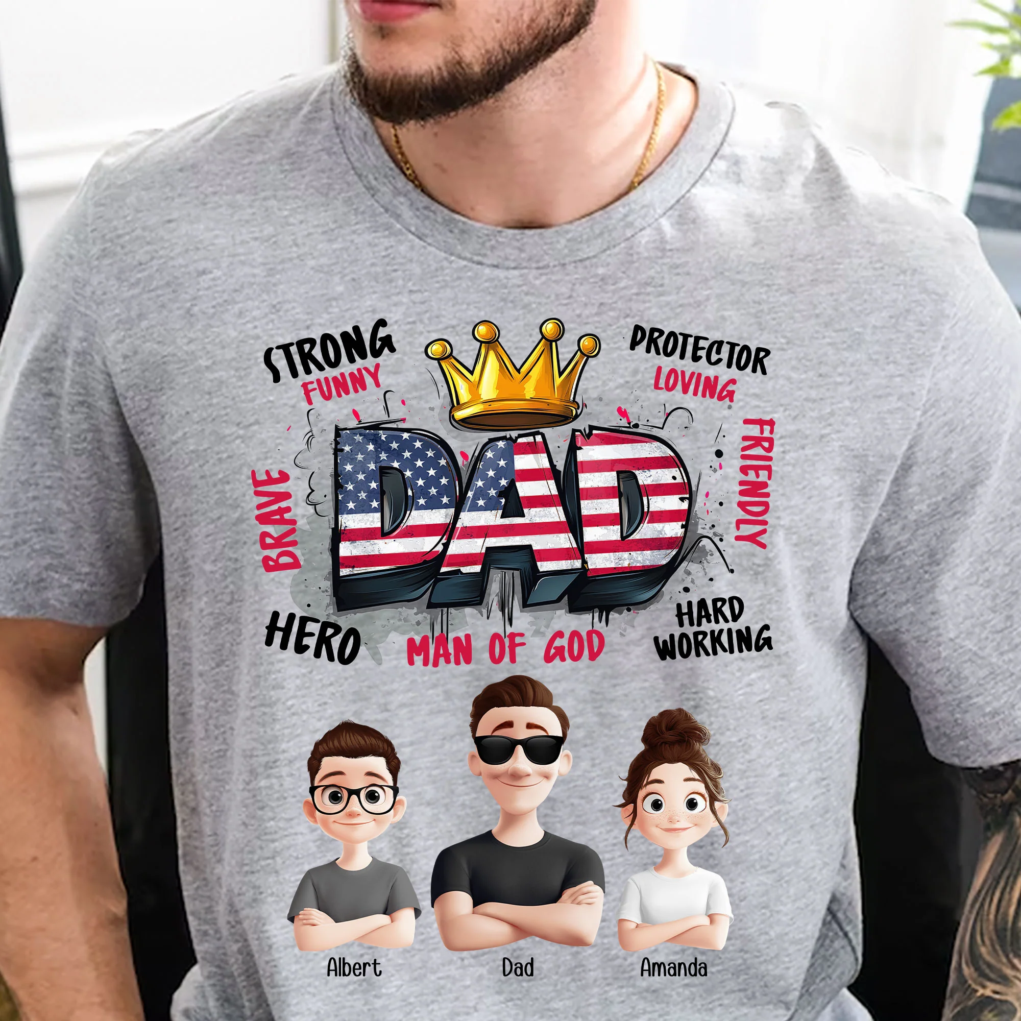 American Dad Man Of God - Personalized Shirt - Image 3