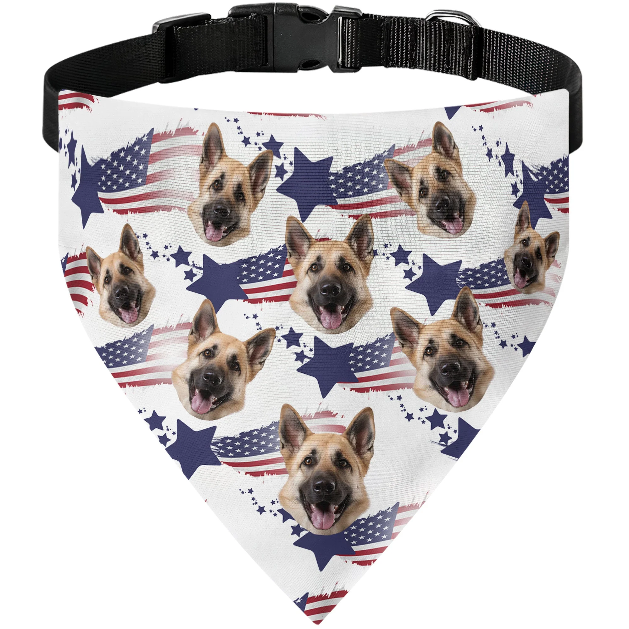 American Flag Bandana Dog Custom Face - Personalized Photo Bandana Collar - Image 5