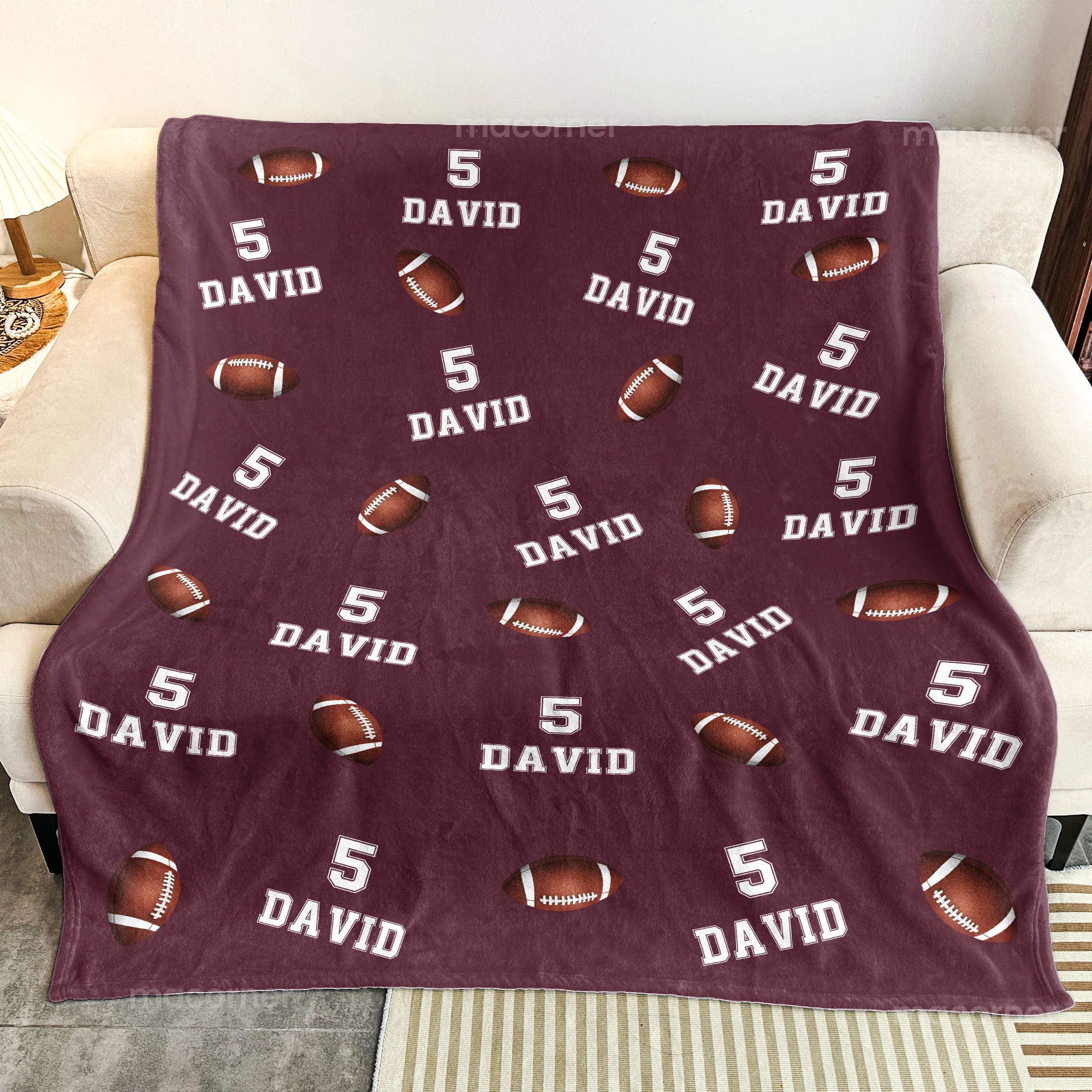 American Football Custom Name, Number - Personalized Blanket - Image 3