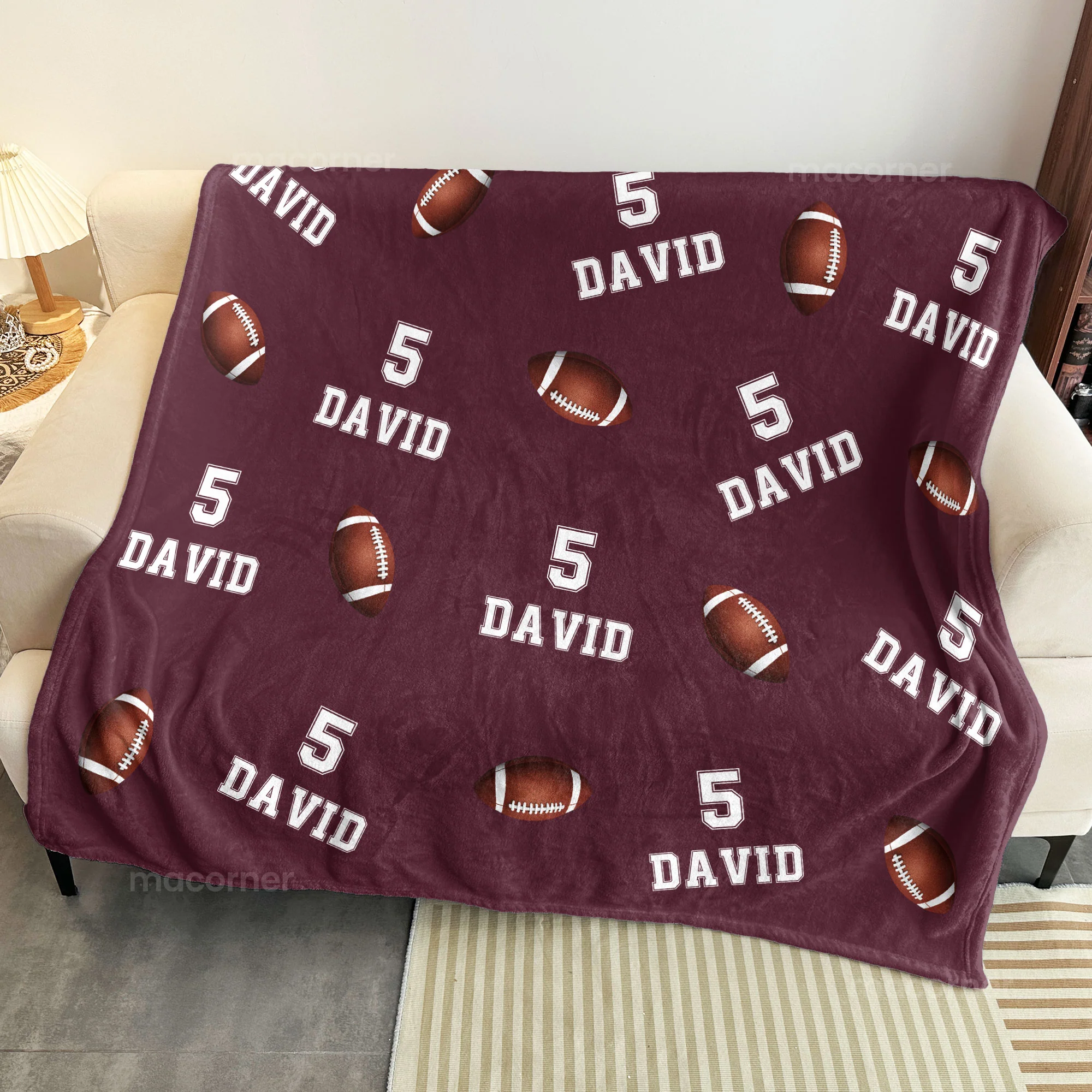 American Football Custom Name, Number - Personalized Blanket - Image 4