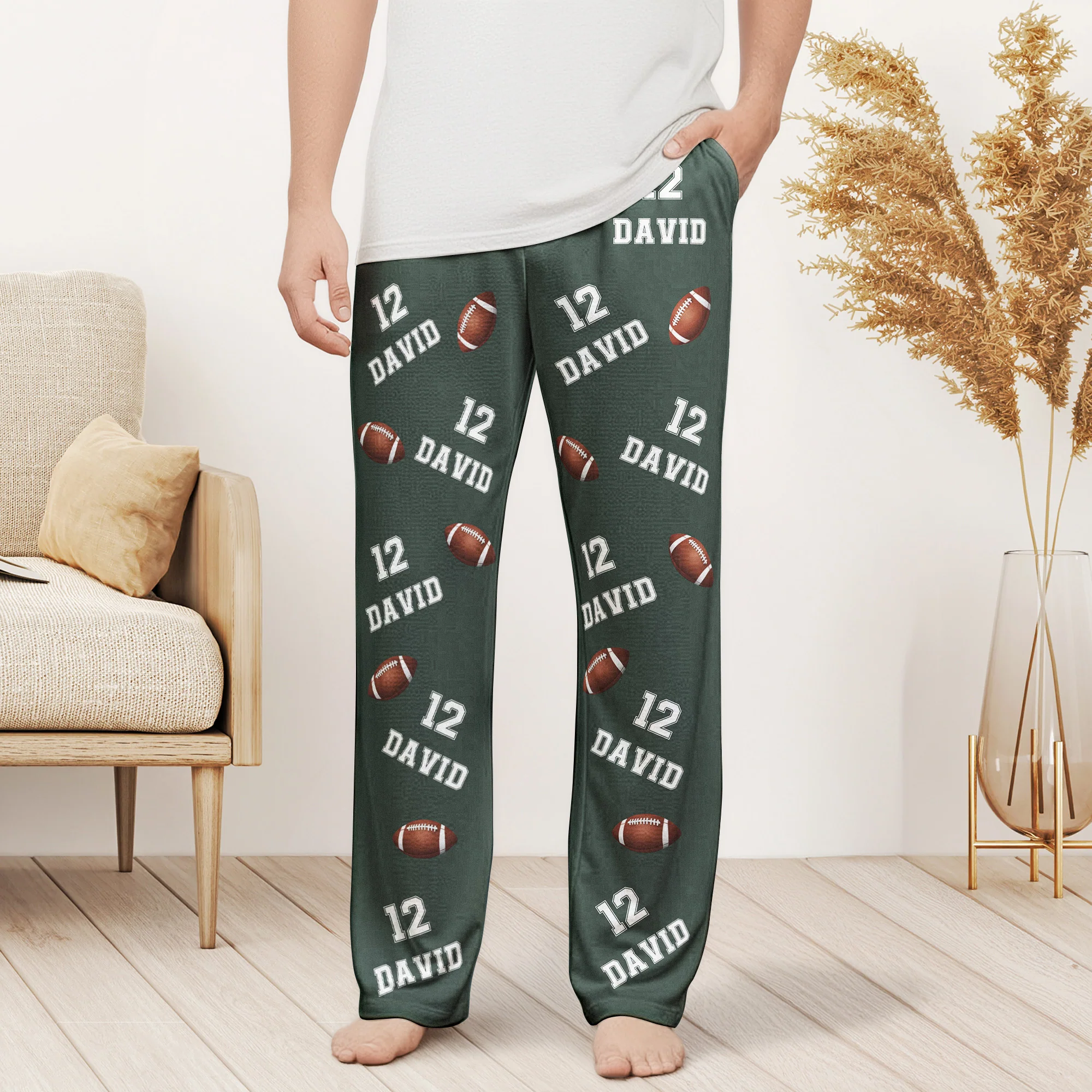 American Football Custom Name, Number - Personalized Sweatpants, Lounge Pants With Pockets, Custom Pajama Pants, Jogger Sweatpants, Gift For Son, Gift for Him - Image 2