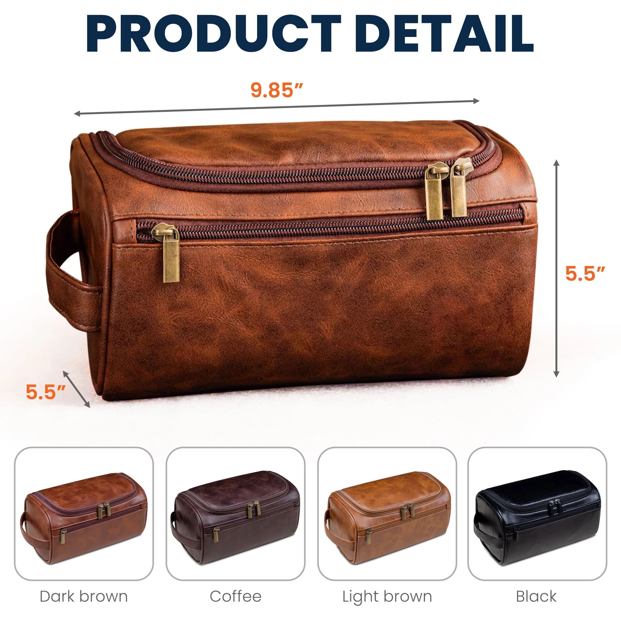 American Football Custom Name - Personalized Leather Toiletry Bag - Image 6