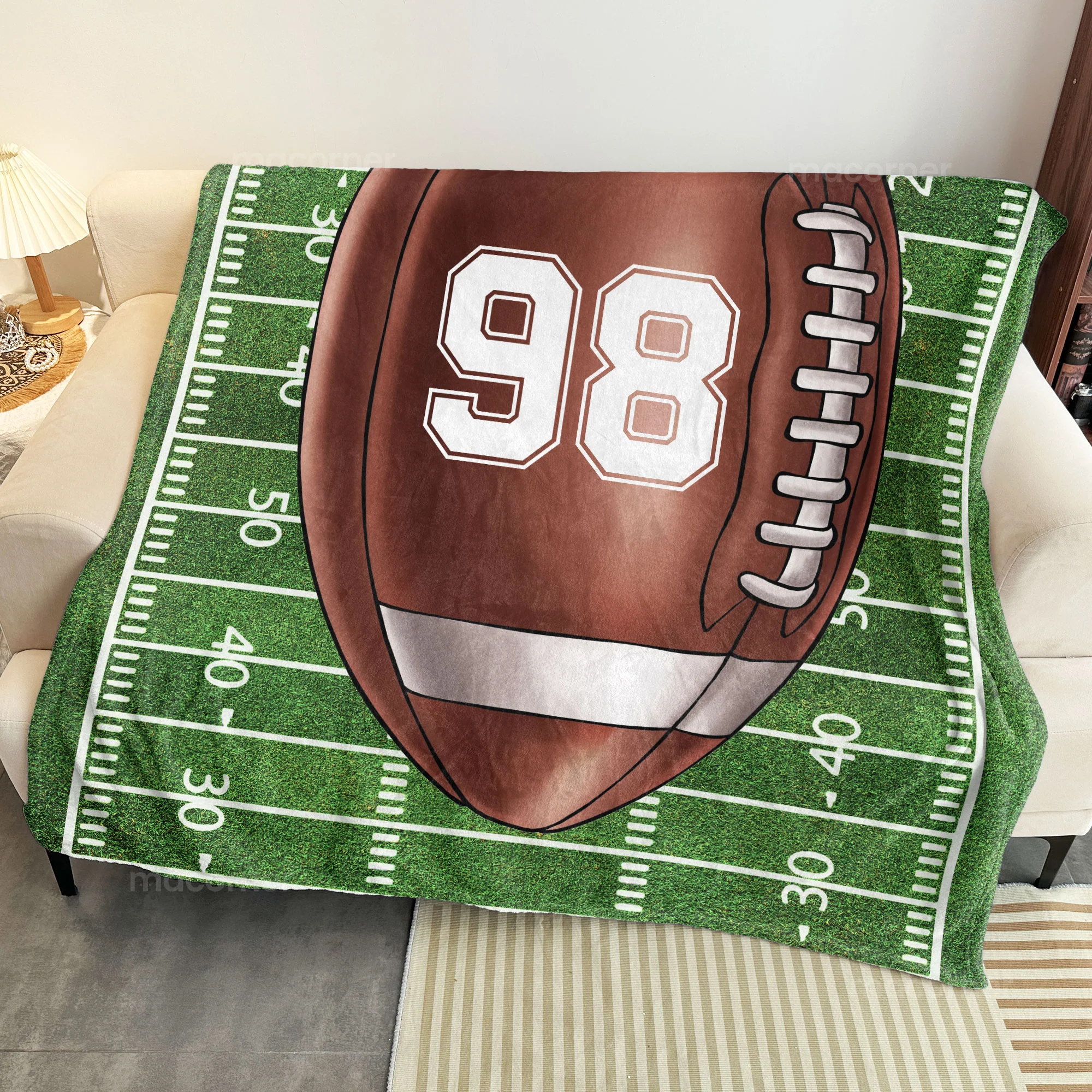 American Football Field Custom Name - Personalized Blanket - Image 4