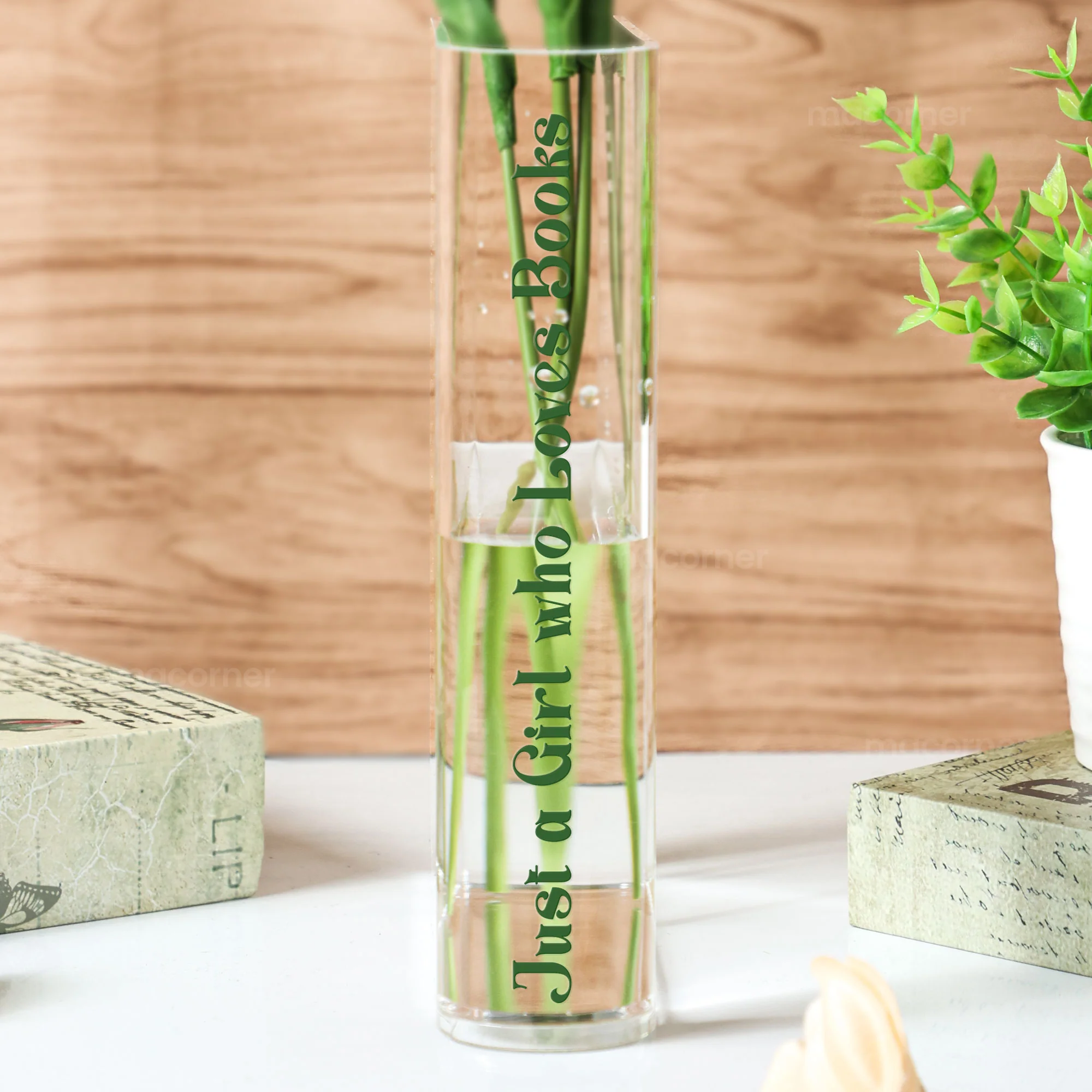 And Into The Books - Personalized Acrylic Book Vase - Image 2