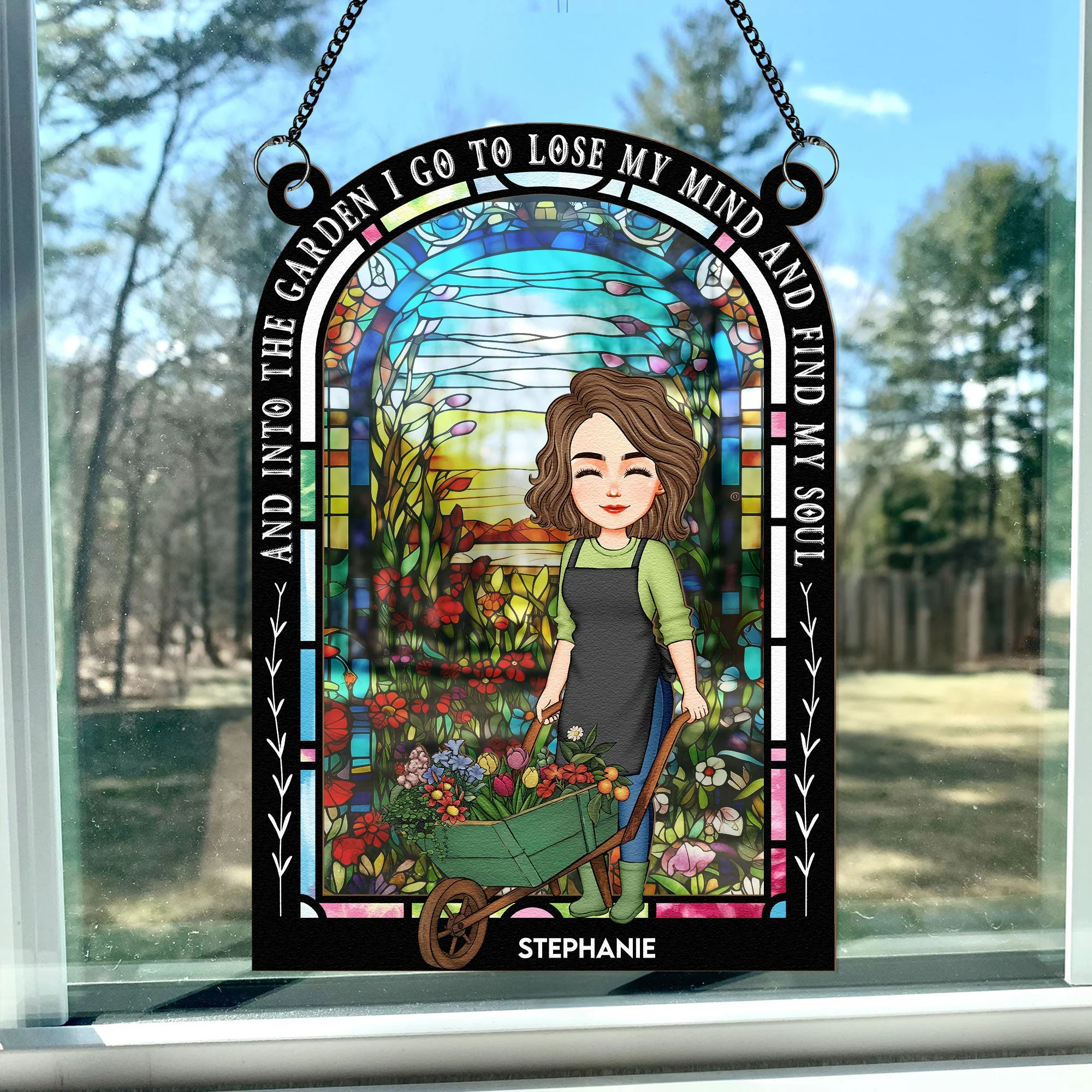 And Into The Garden I Go - Personalized Window Hanging Suncatcher Ornament - Image 3