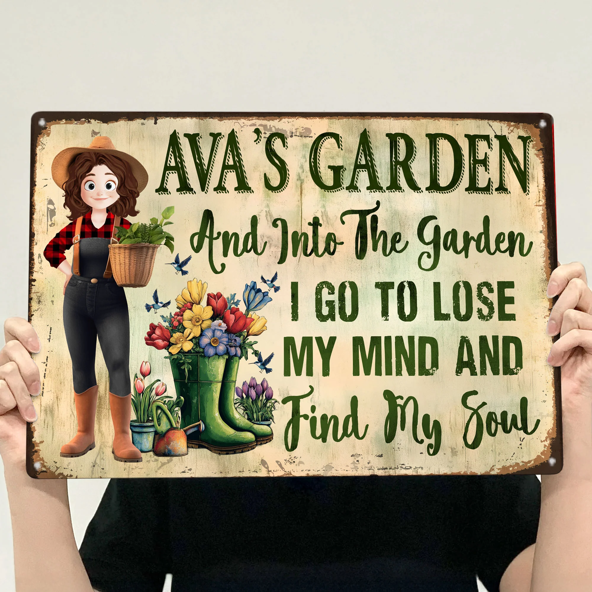 And Into The Garden I Go To Lose My Mind - Personalized Metal Sign - Image 3