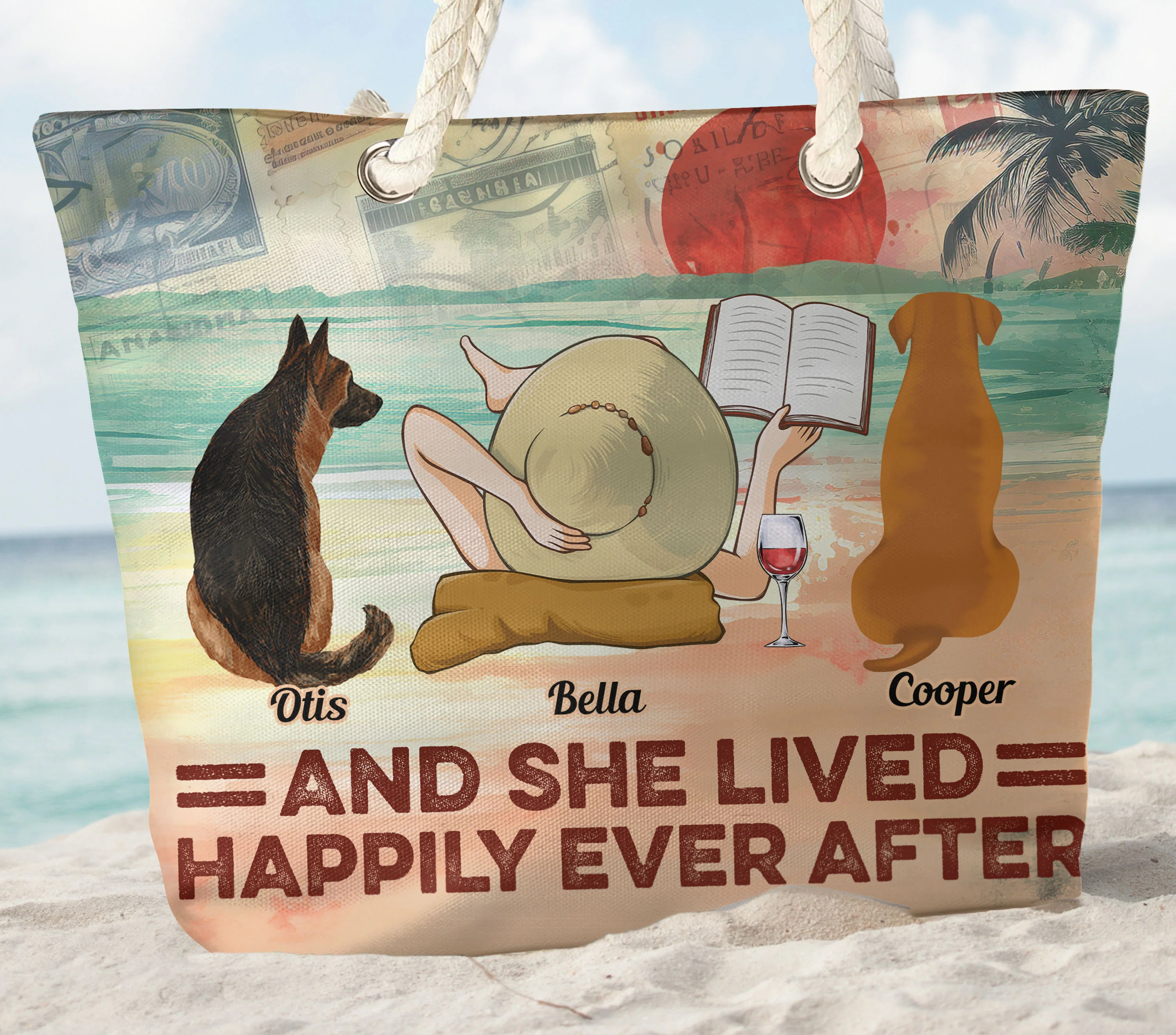And She Lived Happily Ever After - Personalized Beach Bag - Image 3