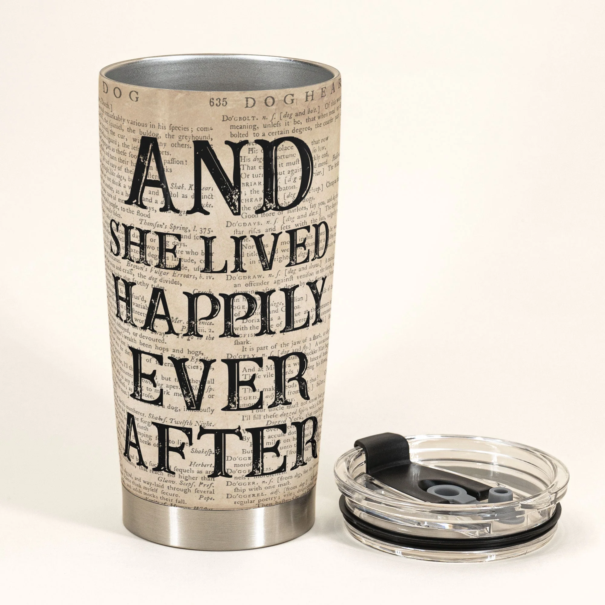 And She Lived Happily Ever After - Personalized Tumbler Cup - Gift For Dog Lover - Dictionary Template - Image 3