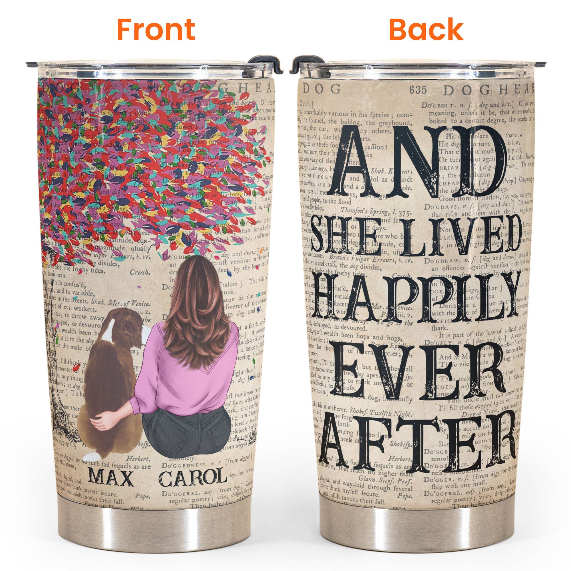 And She Lived Happily Ever After - Personalized Tumbler Cup - Gift For Dog Lover - Dictionary Template - Image 4