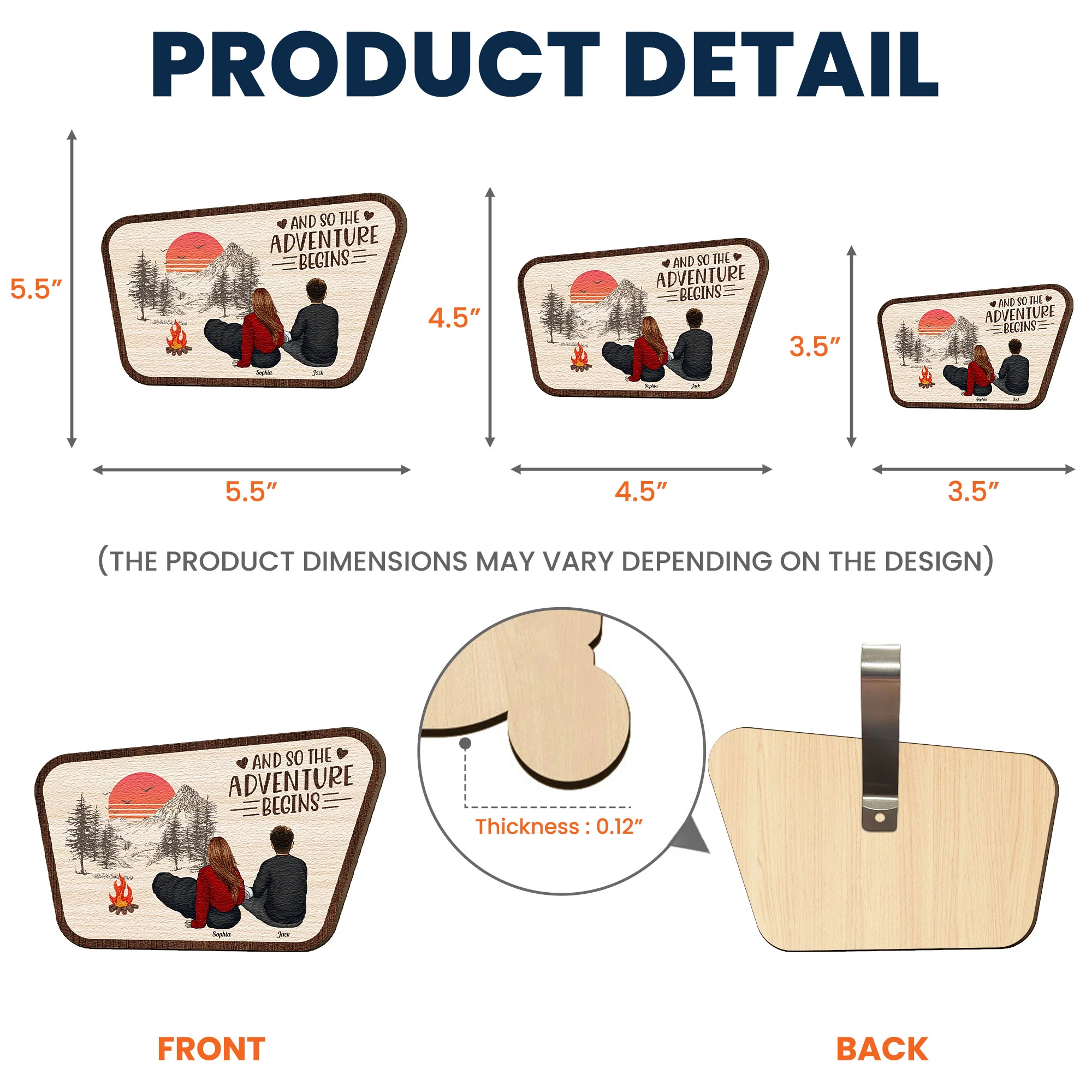 And So The Adventure Begins - Personalized Wooden Car Visor Clip - Image 4