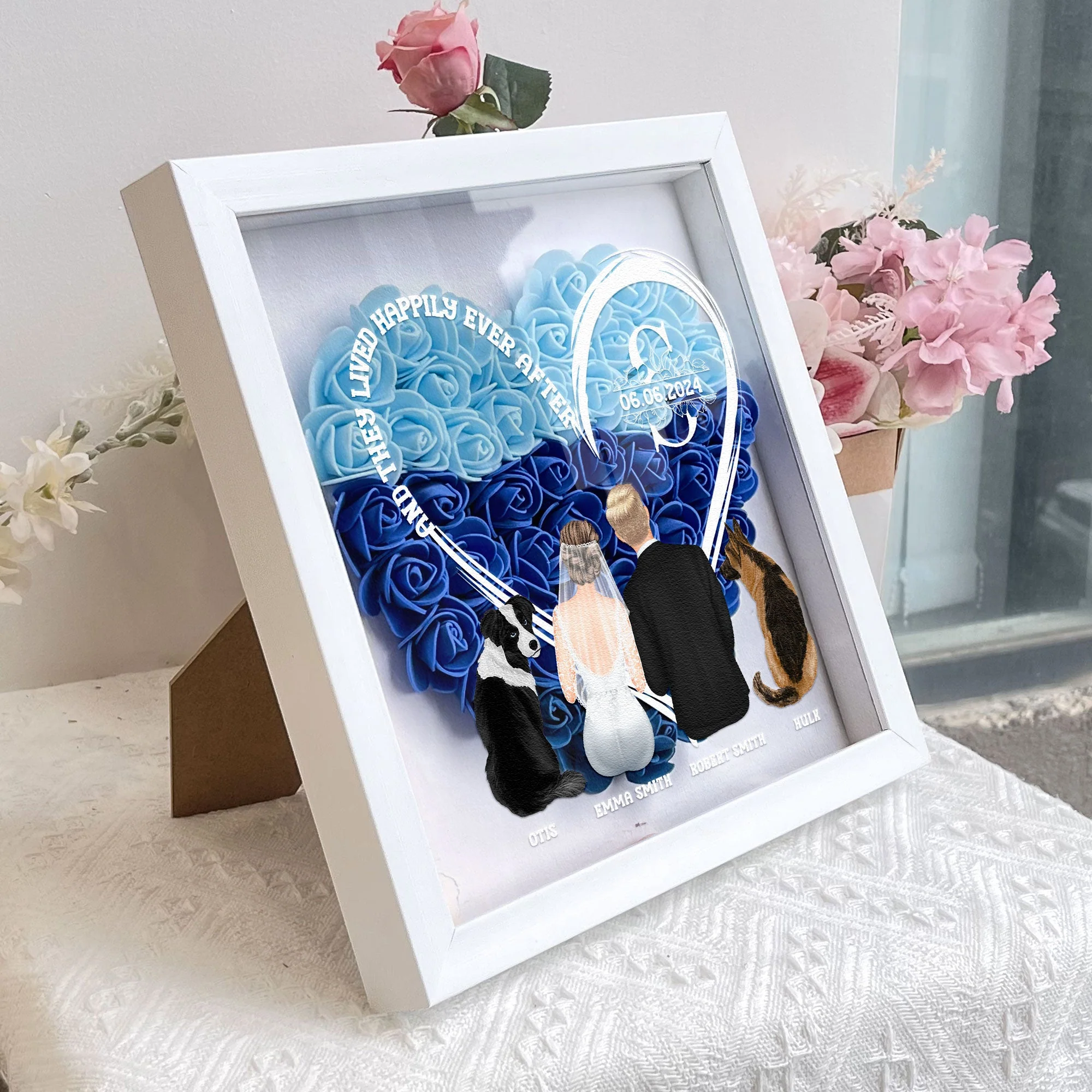 And They Lived Happily Ever After - Personalized Flower Shadow Box - Image 5