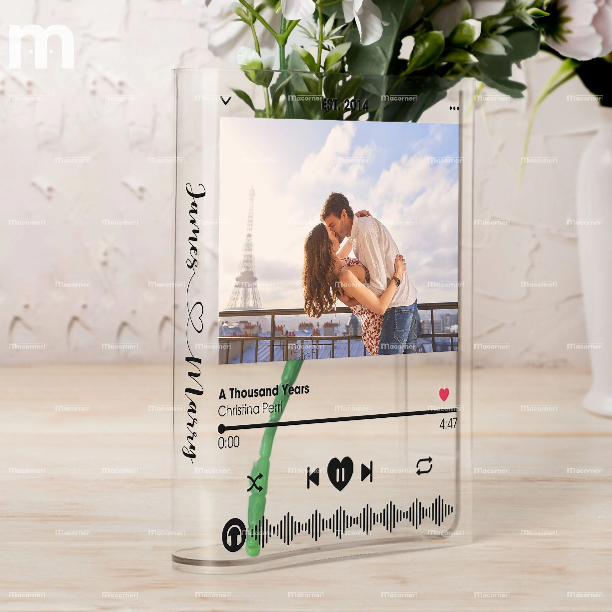 Anniversary Gift Idea Custom Song Title - Personalized Photo Acrylic Book Vase - Image 4