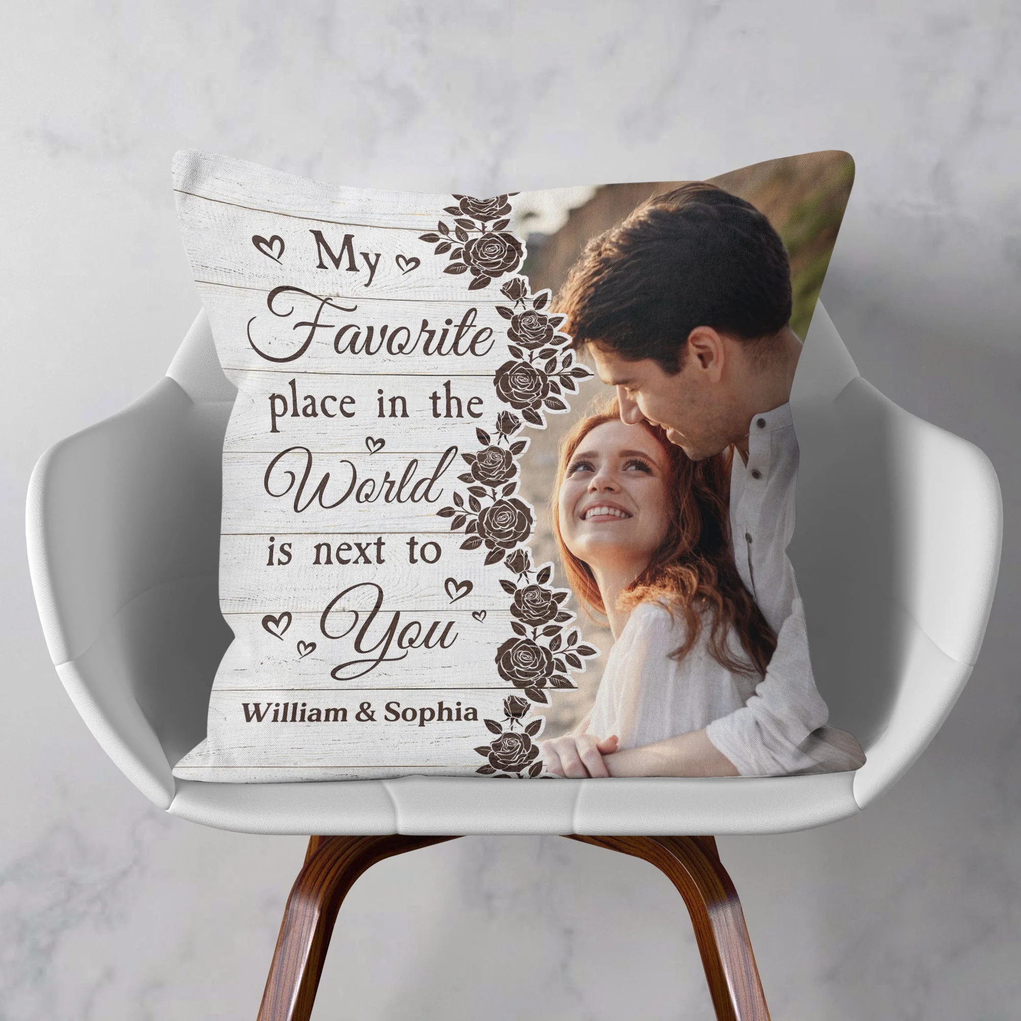 Anniversary Gift My Favorite Place In The World Is Next To You - Personalized Photo Pillow - Image 4