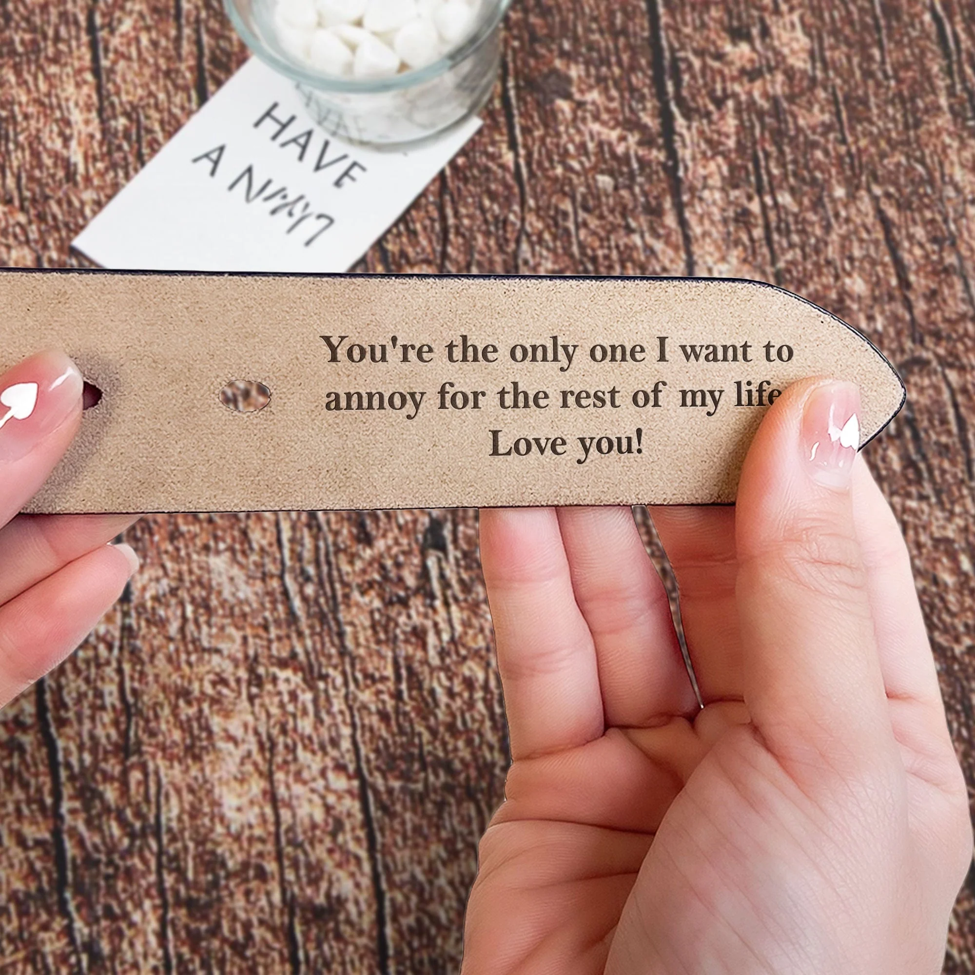 Anniversary Gift Secret Message For Him - Personalized Engraved Leather Belt - Image 3