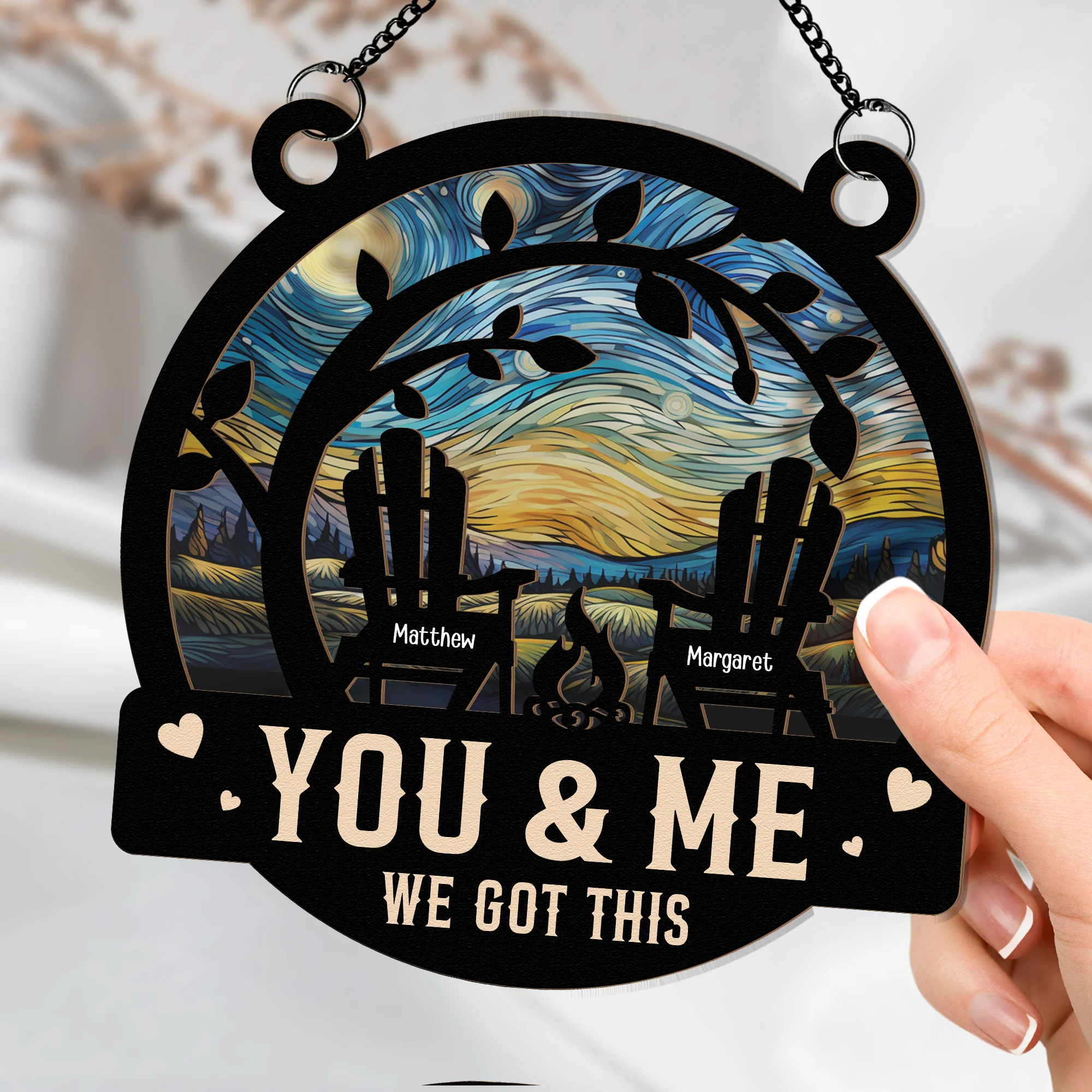 Anniversary Gift You & Me We Got This 2 - Personalized Window Hanging Suncatcher Ornament - Image 2