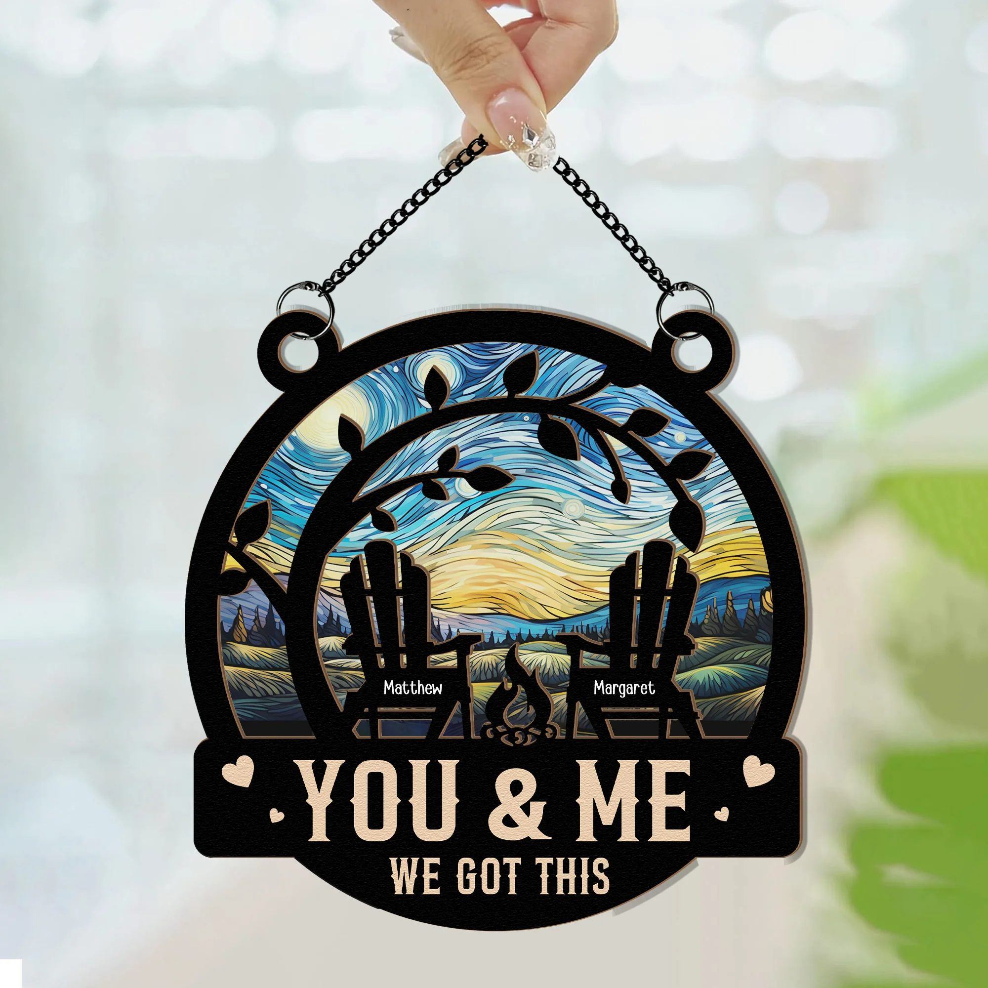 Anniversary Gift You & Me We Got This 2 - Personalized Window Hanging Suncatcher Ornament - Image 4